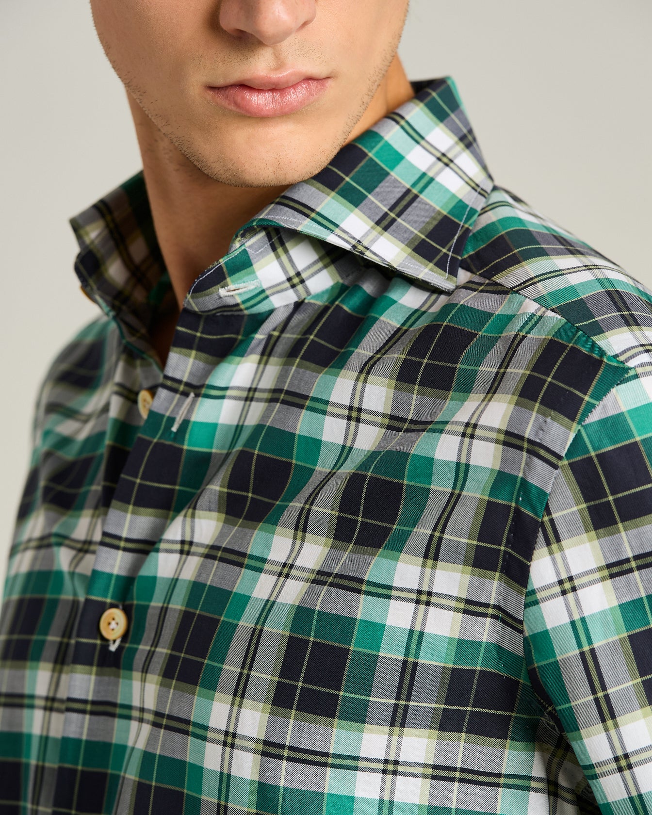 CHECKED GREEN COTTON SHIRT - Image 4