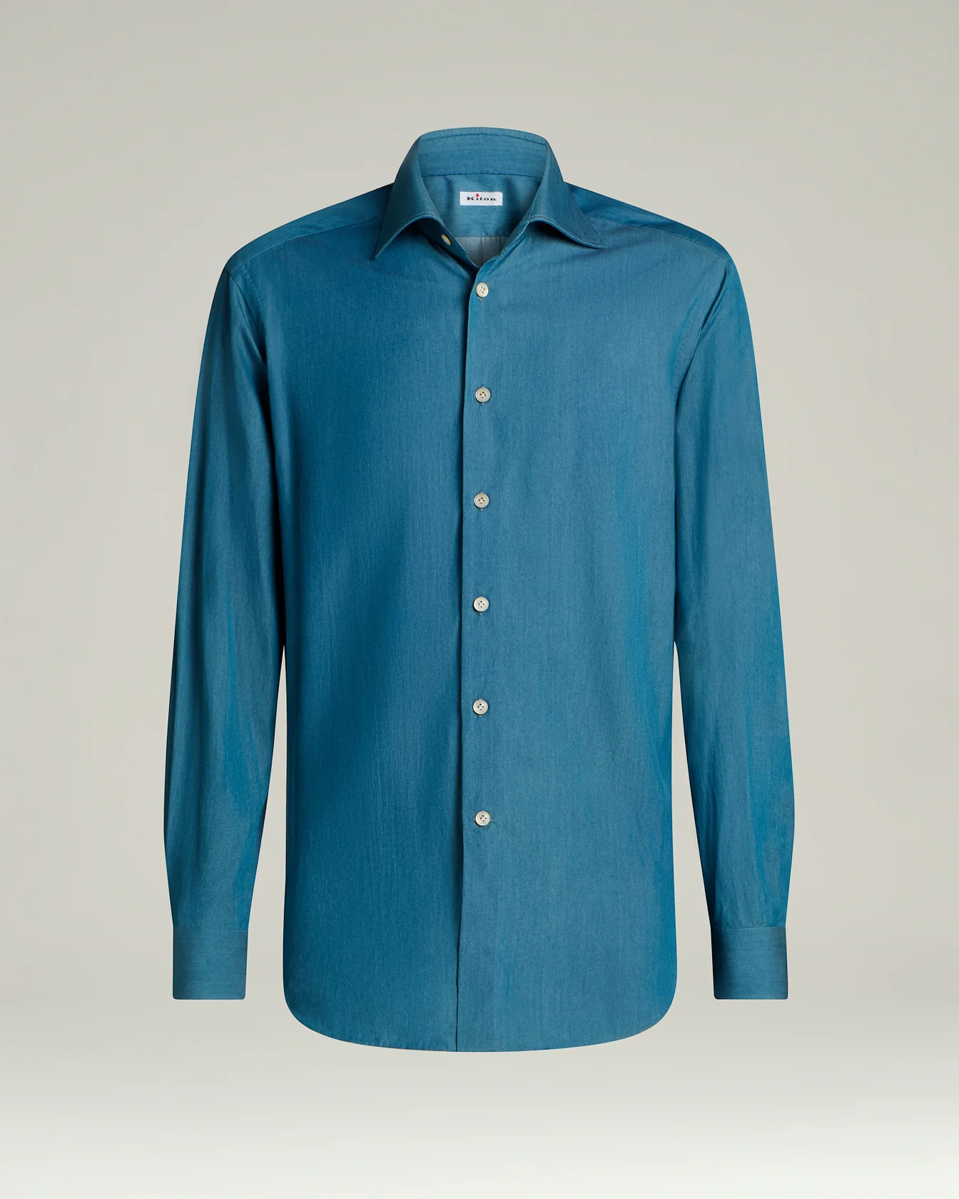 COTTON BLUE SHIRT WITH FRENCH COLLAR