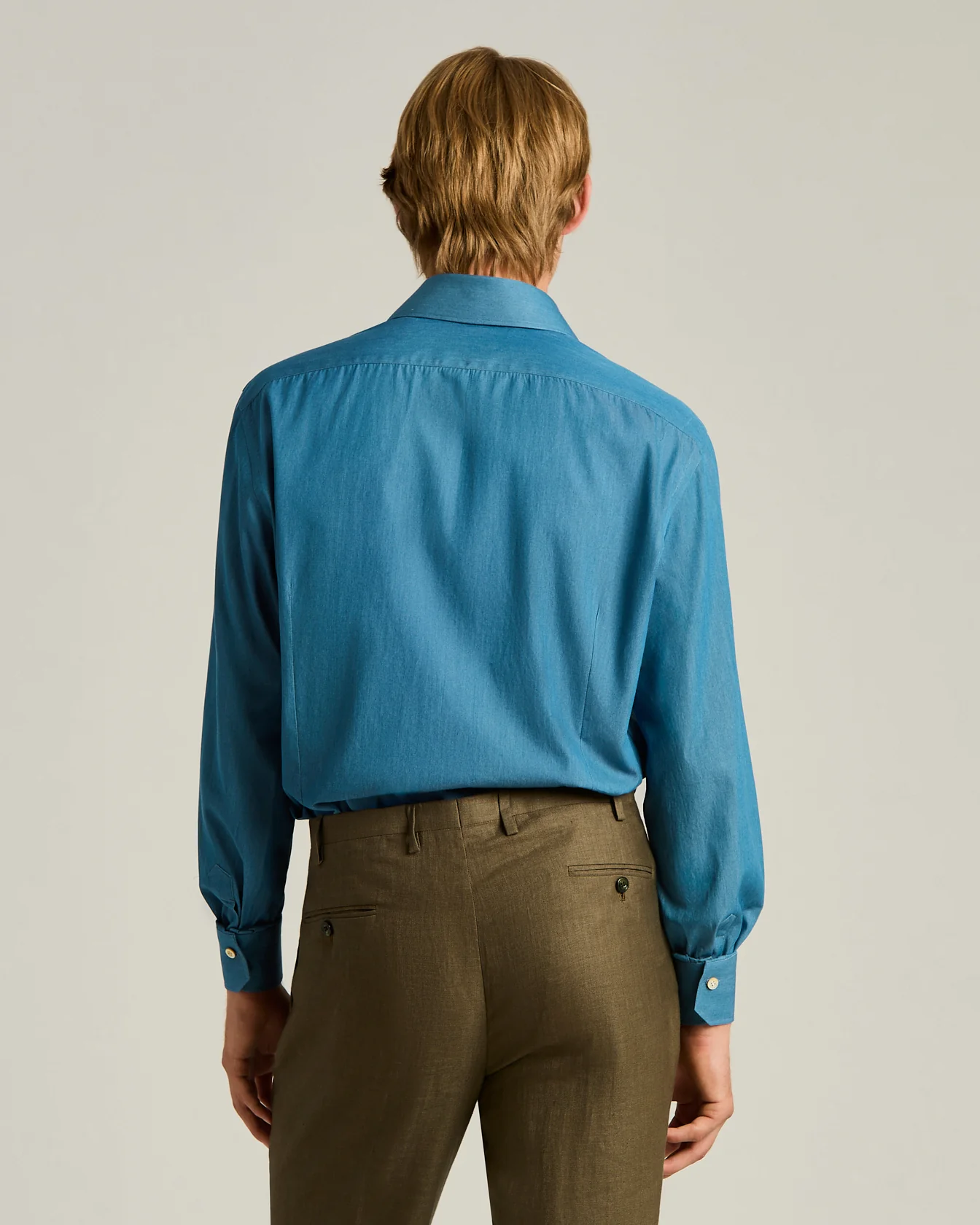 COTTON BLUE SHIRT WITH FRENCH COLLAR - Image 3