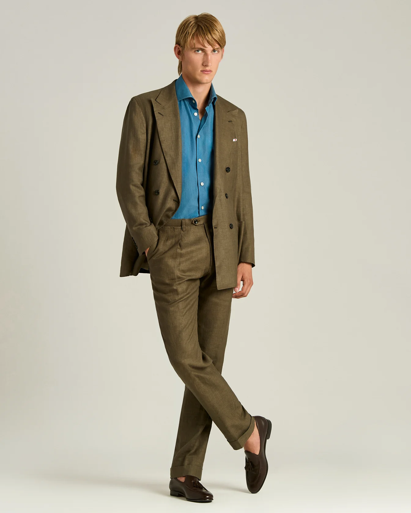COTTON BLUE SHIRT WITH FRENCH COLLAR - Image 5