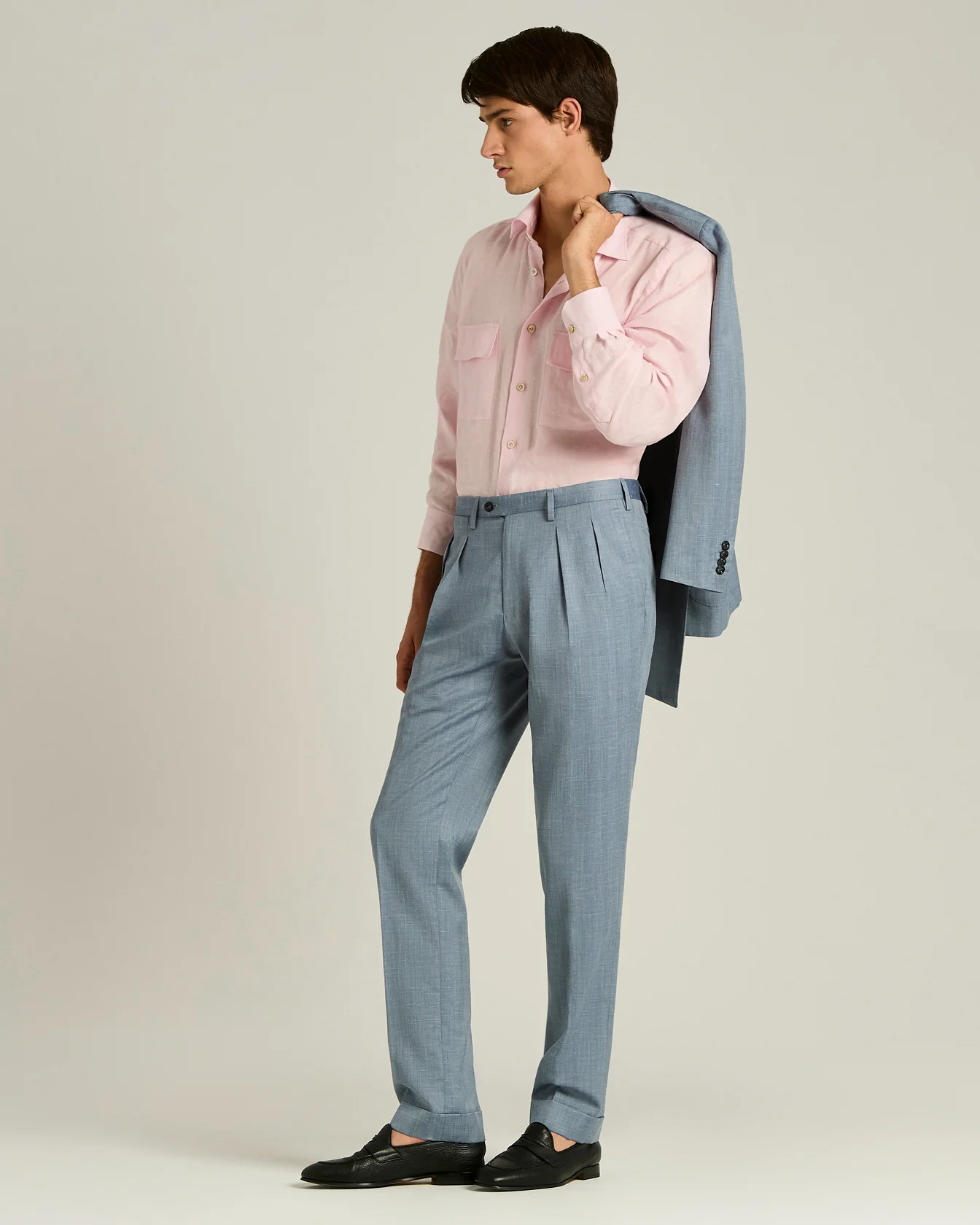 LINEN SHIRT WITH PATCH POCKETS IN ROSE - Image 5