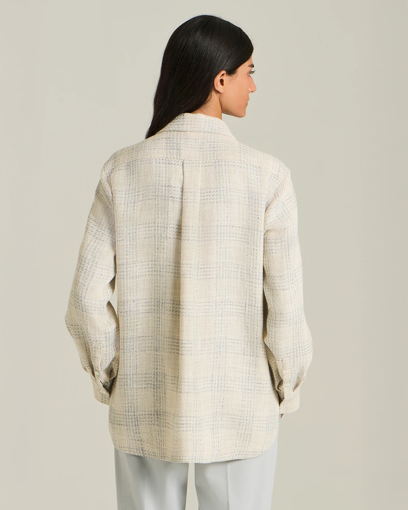 SILK AND LINEN BLEND CHECKED OVERSHIRT - Image 4