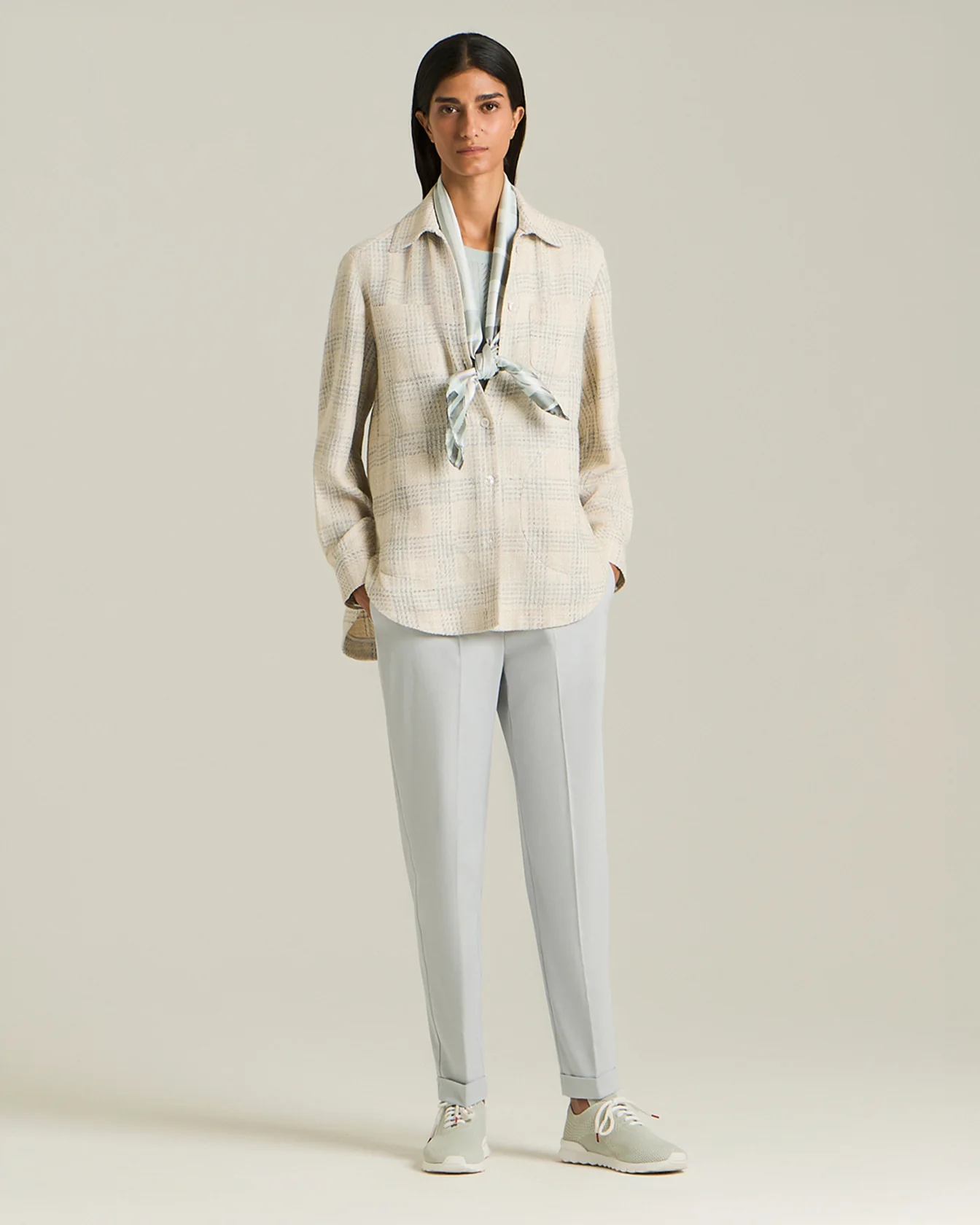 SILK AND LINEN BLEND CHECKED OVERSHIRT - Image 5