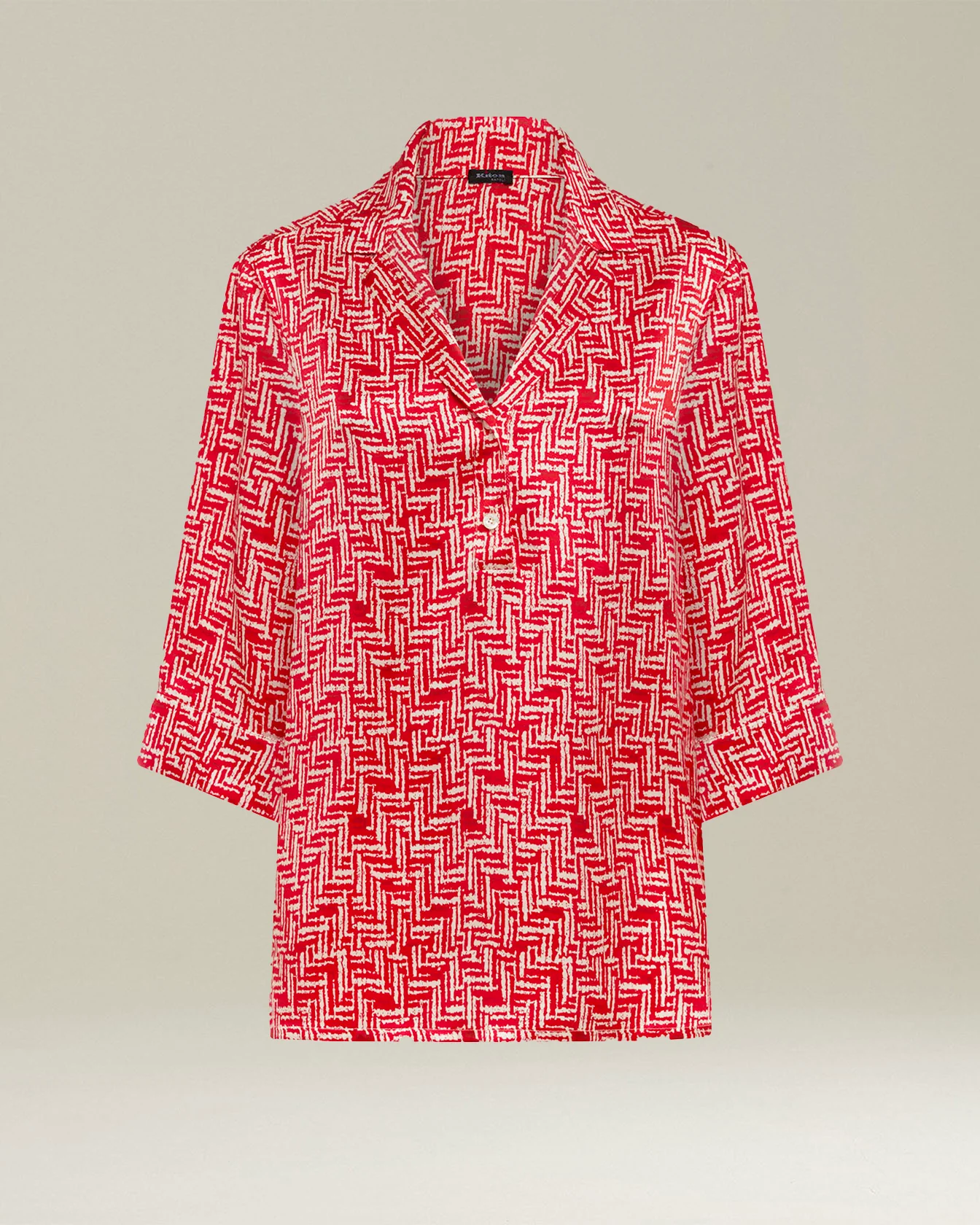 OVERSIZED SILK BLOUSE WITH SCARLET STAIRS PATTERN
