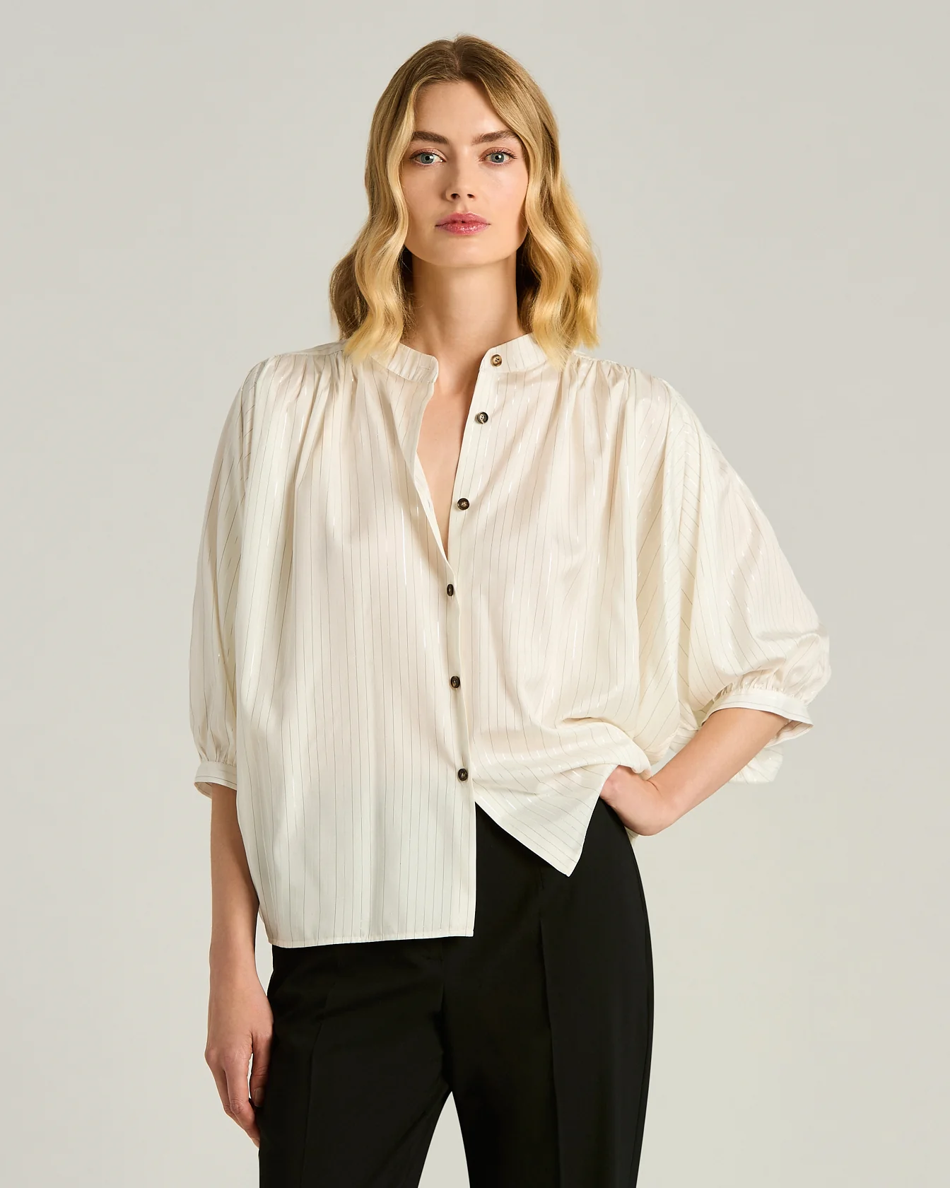 SILK SHIRT WHITE AND BLACK - Image 2