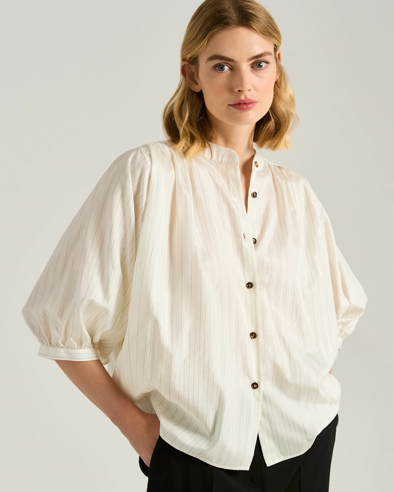 SILK SHIRT WHITE AND BLACK - Image 4