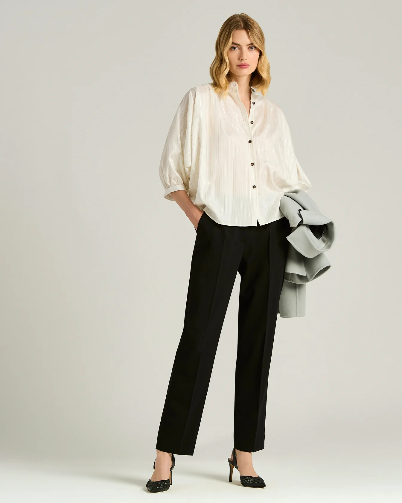 SILK SHIRT WHITE AND BLACK - Image 5
