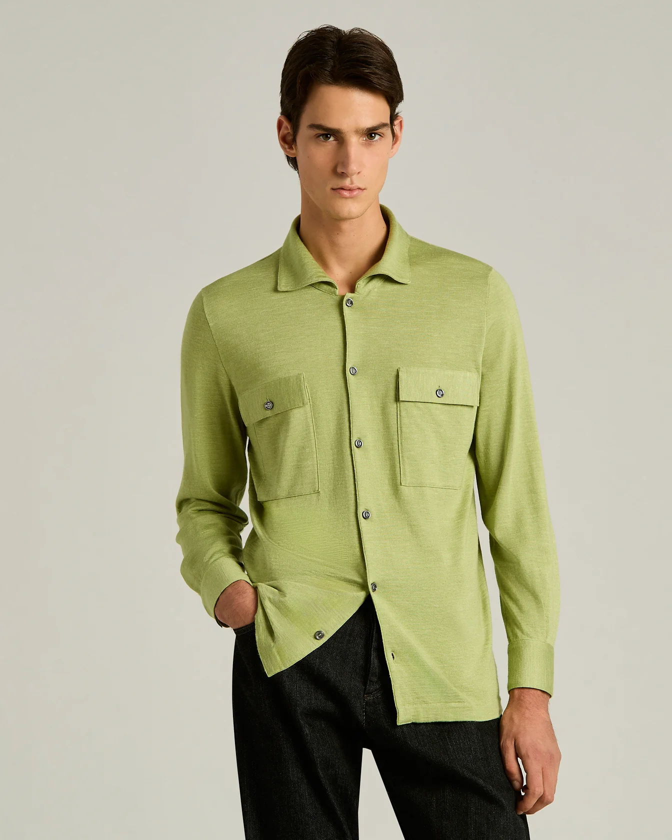 SILK, CASHMERE AND LINEN BLEND OVERSHIRT - Image 2