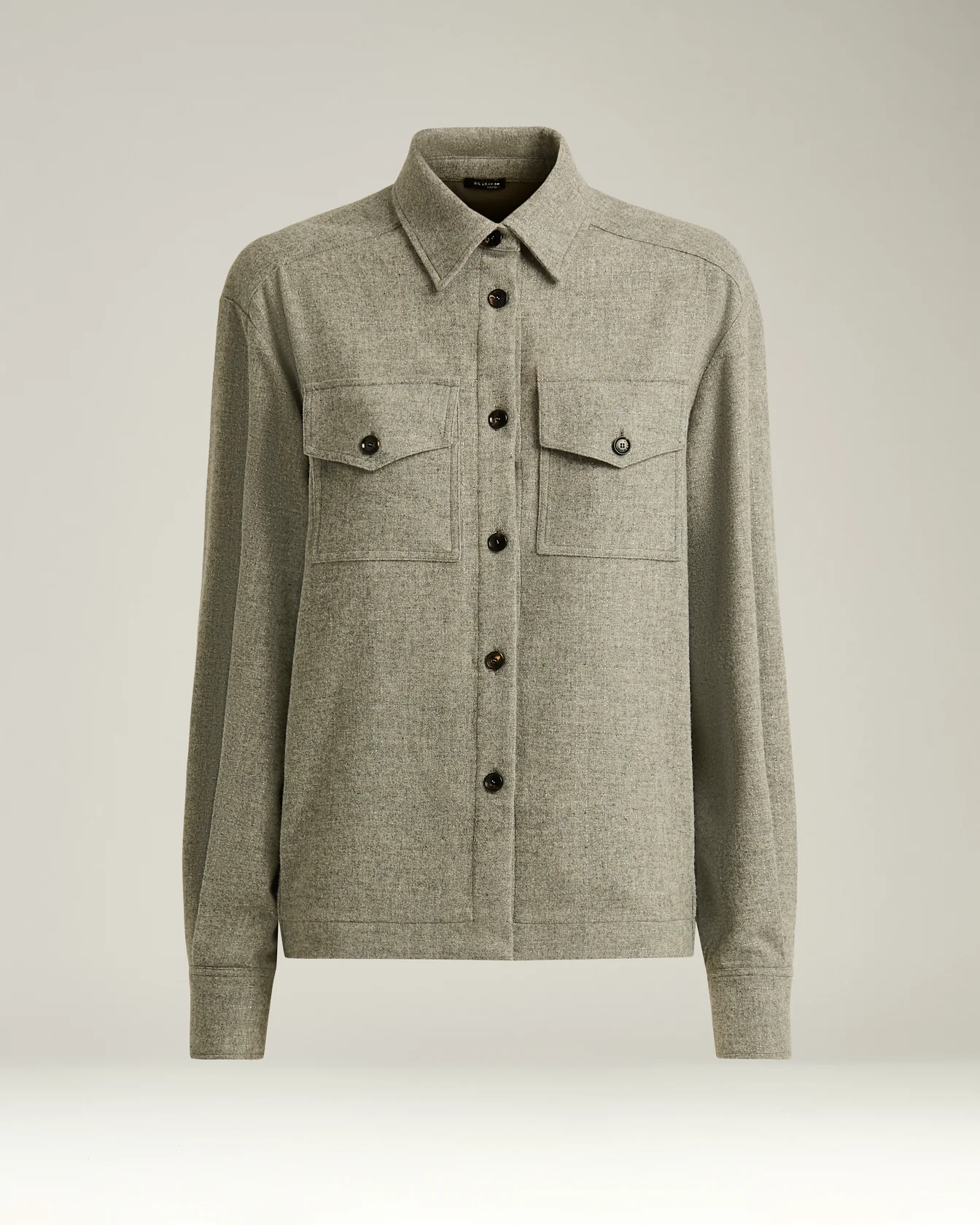 LIGHT GRAY WOOL AND CASHMERE-BLEND OVERSHIRT