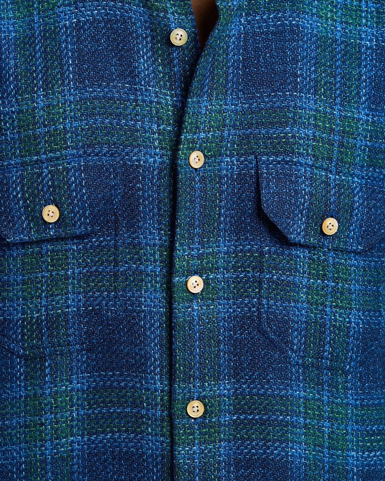 HANDMADE TARTAN OVERSHIRT IN BLUE WOOL BLEND - Image 4
