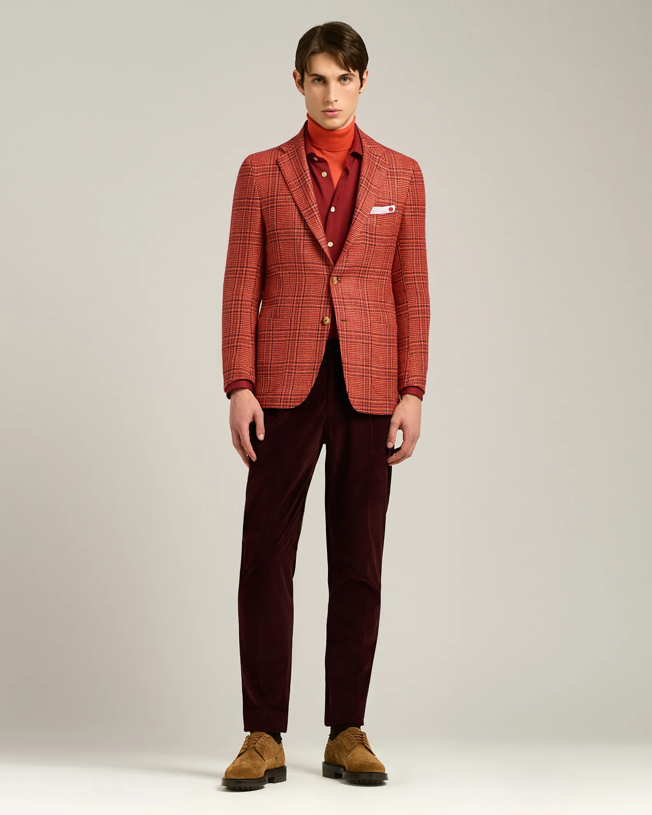 DERBY IN CALFSKIN SUEDE WITH BROGUED FLOWER PATTERN CAMEL - Image 5