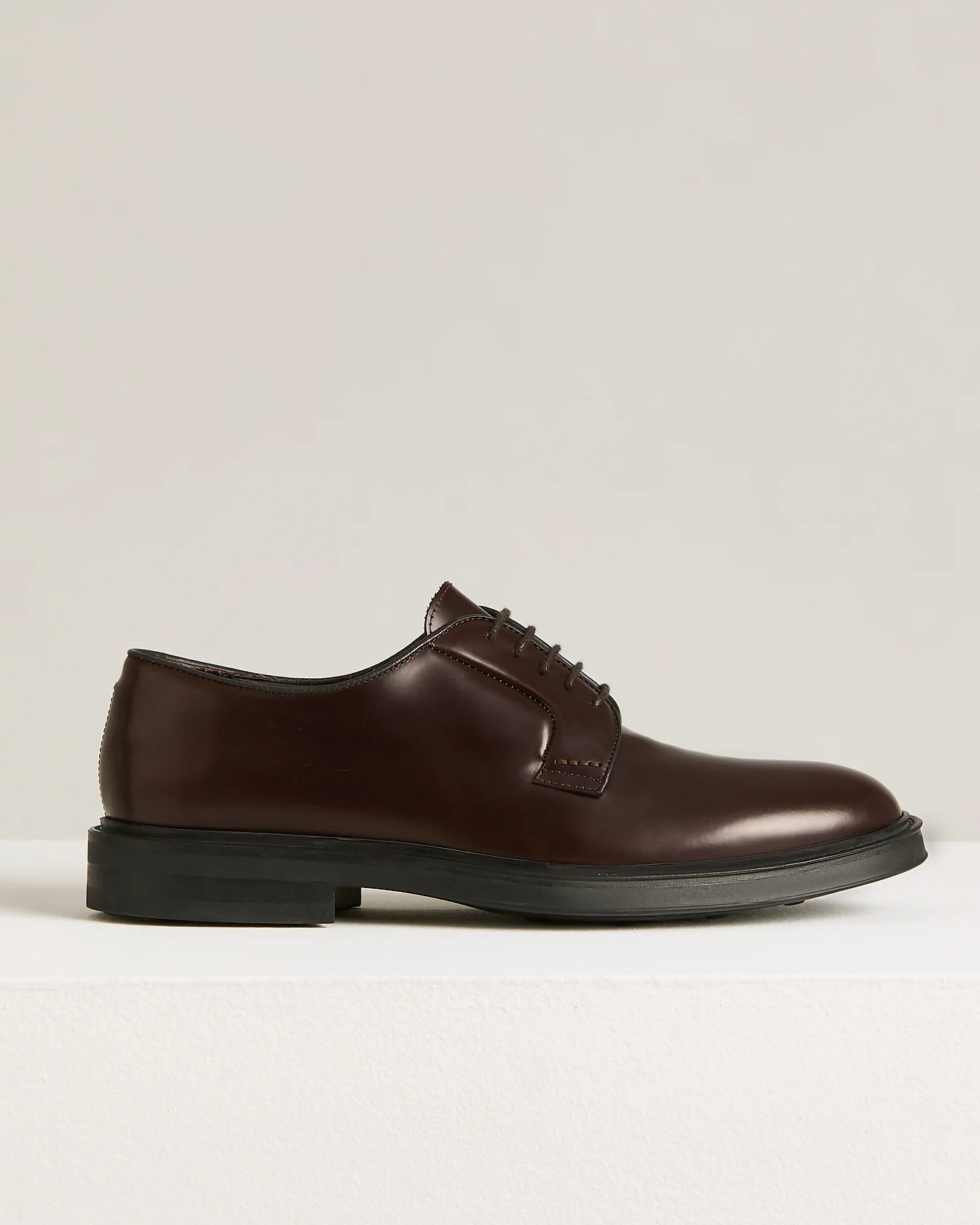 DERBY IN SMOOTH CALFSKIN BORDEAUX WITH RUBBER SOLE