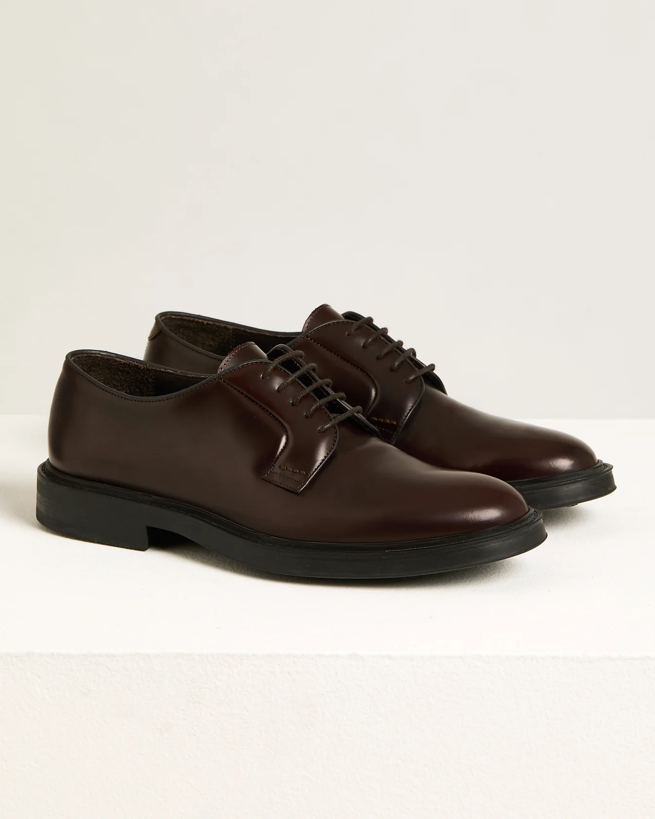 DERBY IN SMOOTH CALFSKIN BORDEAUX WITH RUBBER SOLE - Image 2