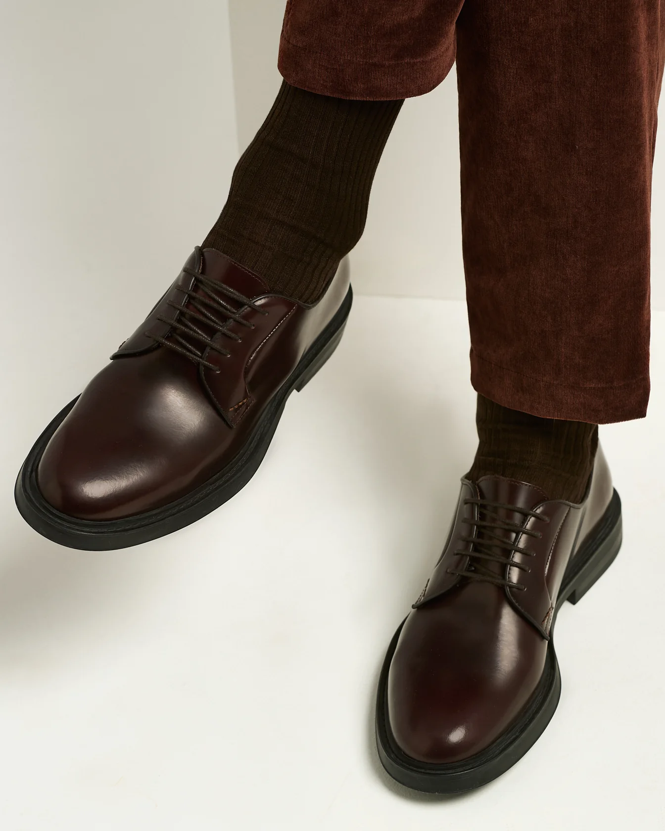 DERBY IN SMOOTH CALFSKIN BORDEAUX WITH RUBBER SOLE - Image 3