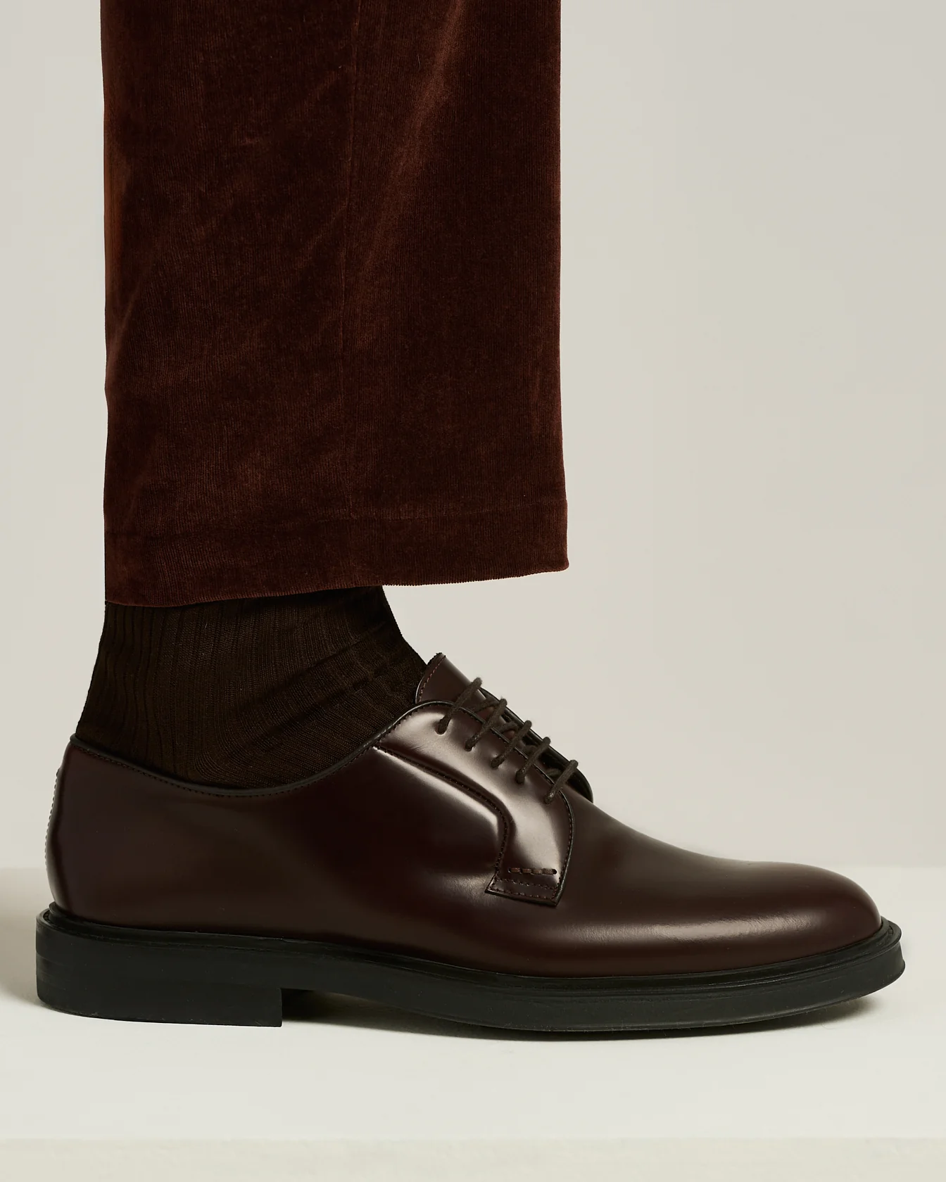 DERBY IN SMOOTH CALFSKIN BORDEAUX WITH RUBBER SOLE - Image 4