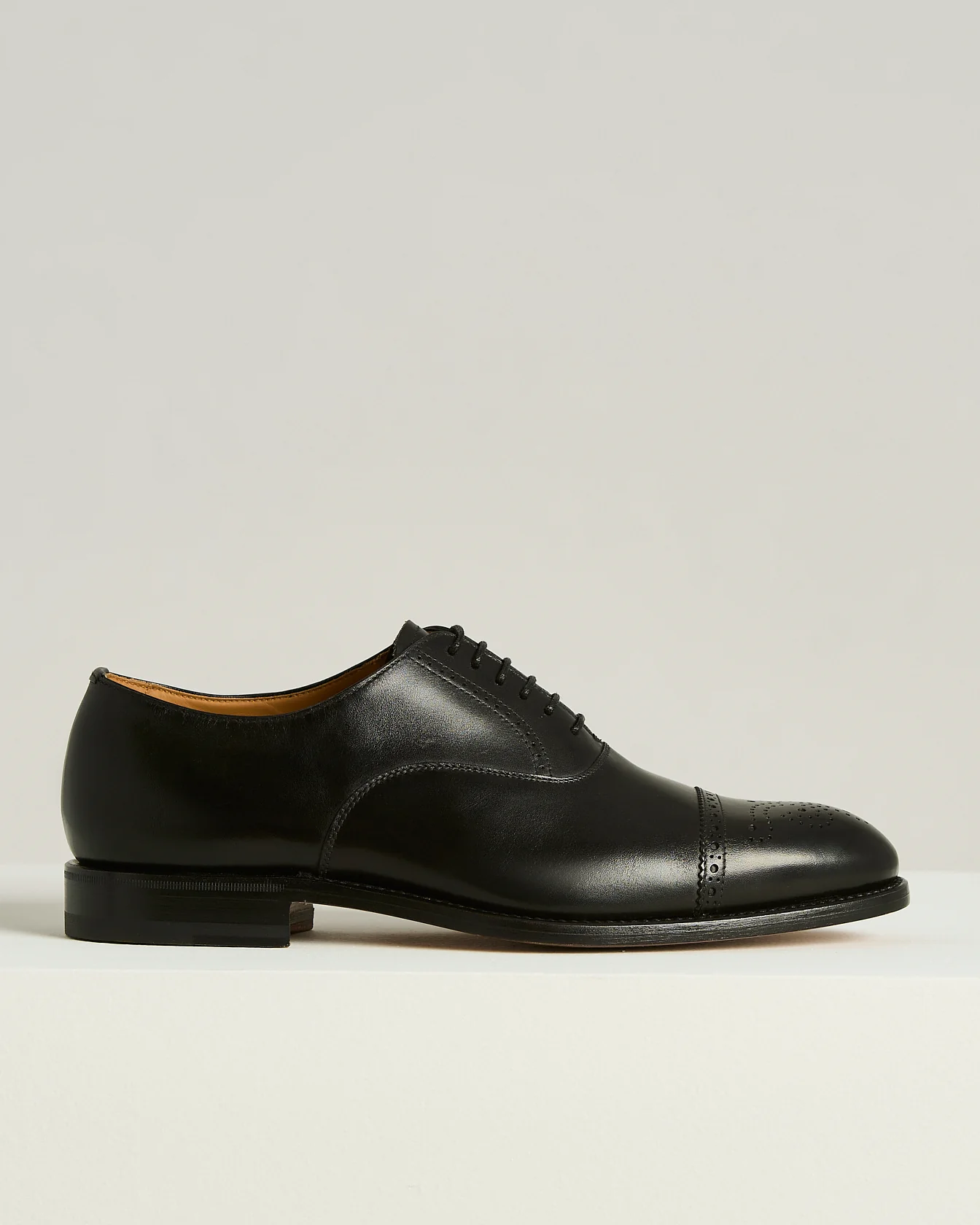 BLACK CALFSKIN LEATHER LACE UP SHOE