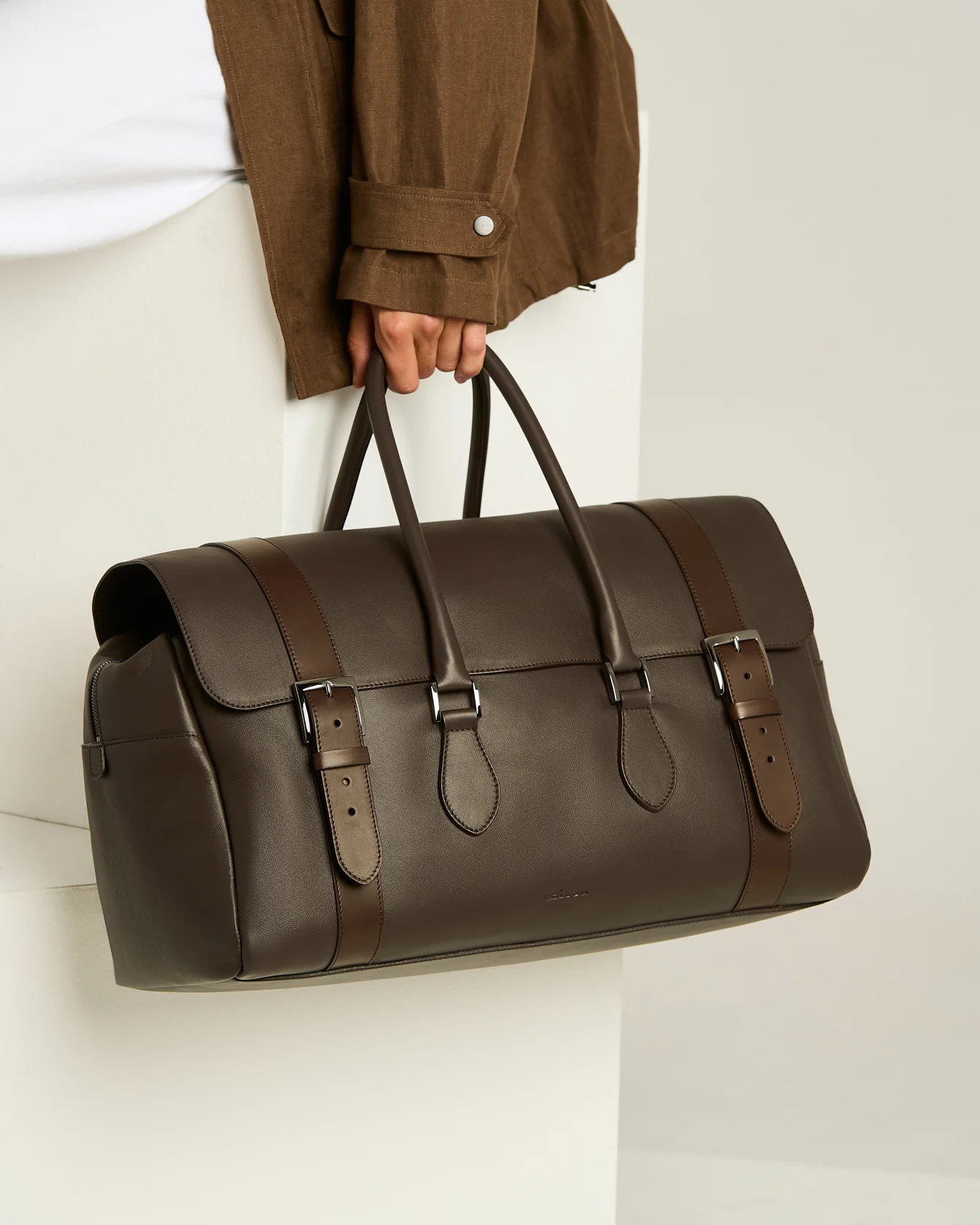 DARK BROWN CALFSKIN WEEKEND HOLDALL - Image 3
