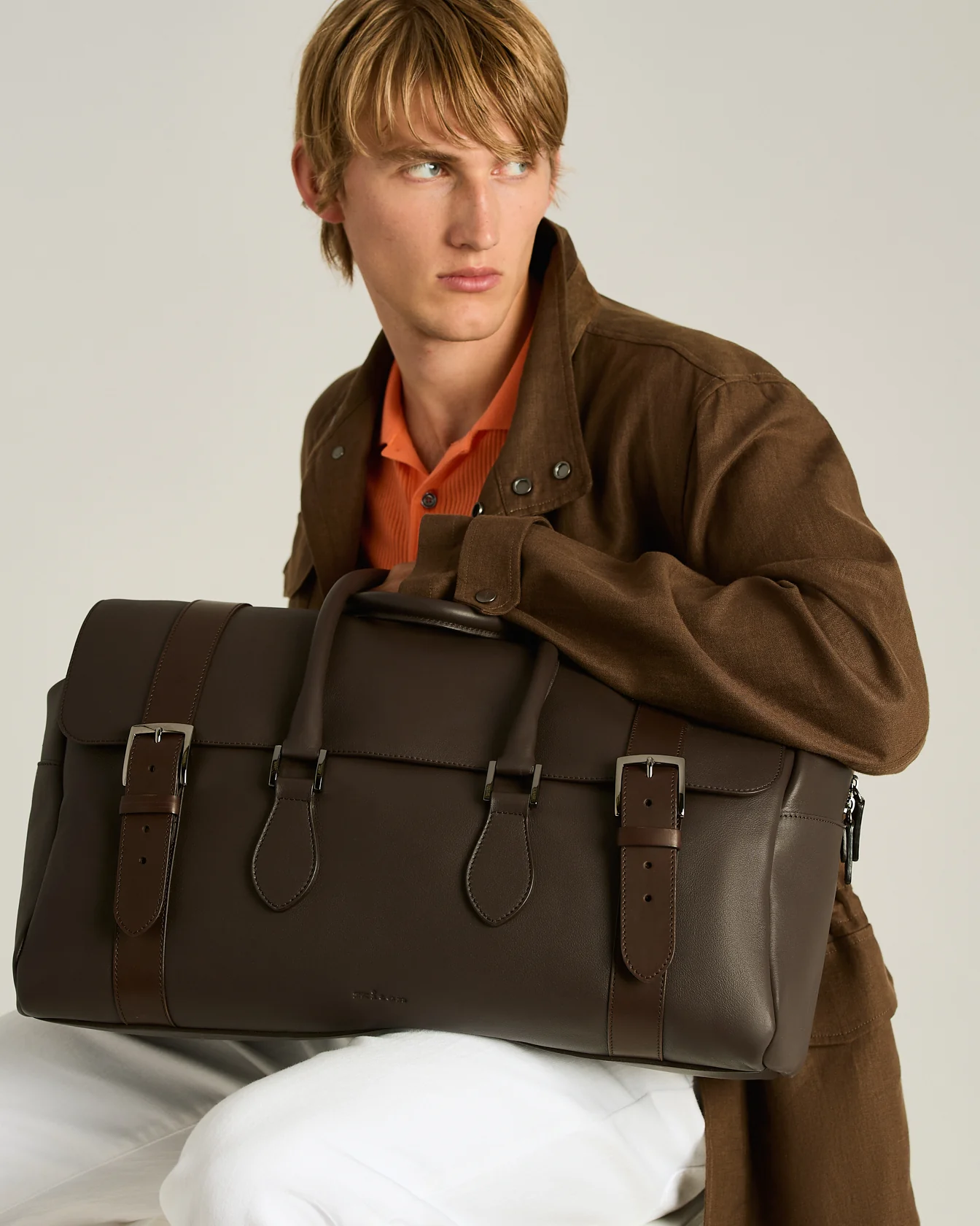 DARK BROWN CALFSKIN WEEKEND HOLDALL - Image 4