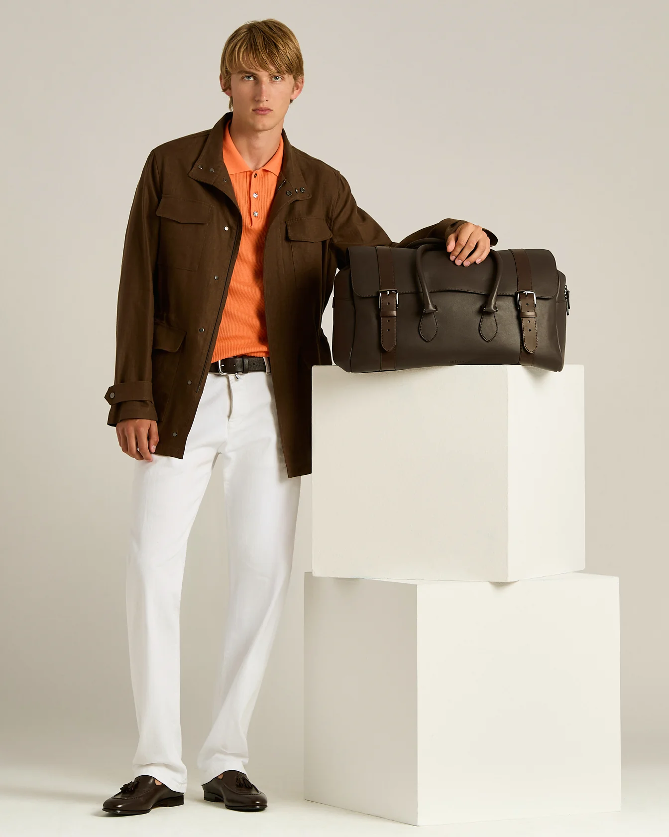 DARK BROWN CALFSKIN WEEKEND HOLDALL - Image 5