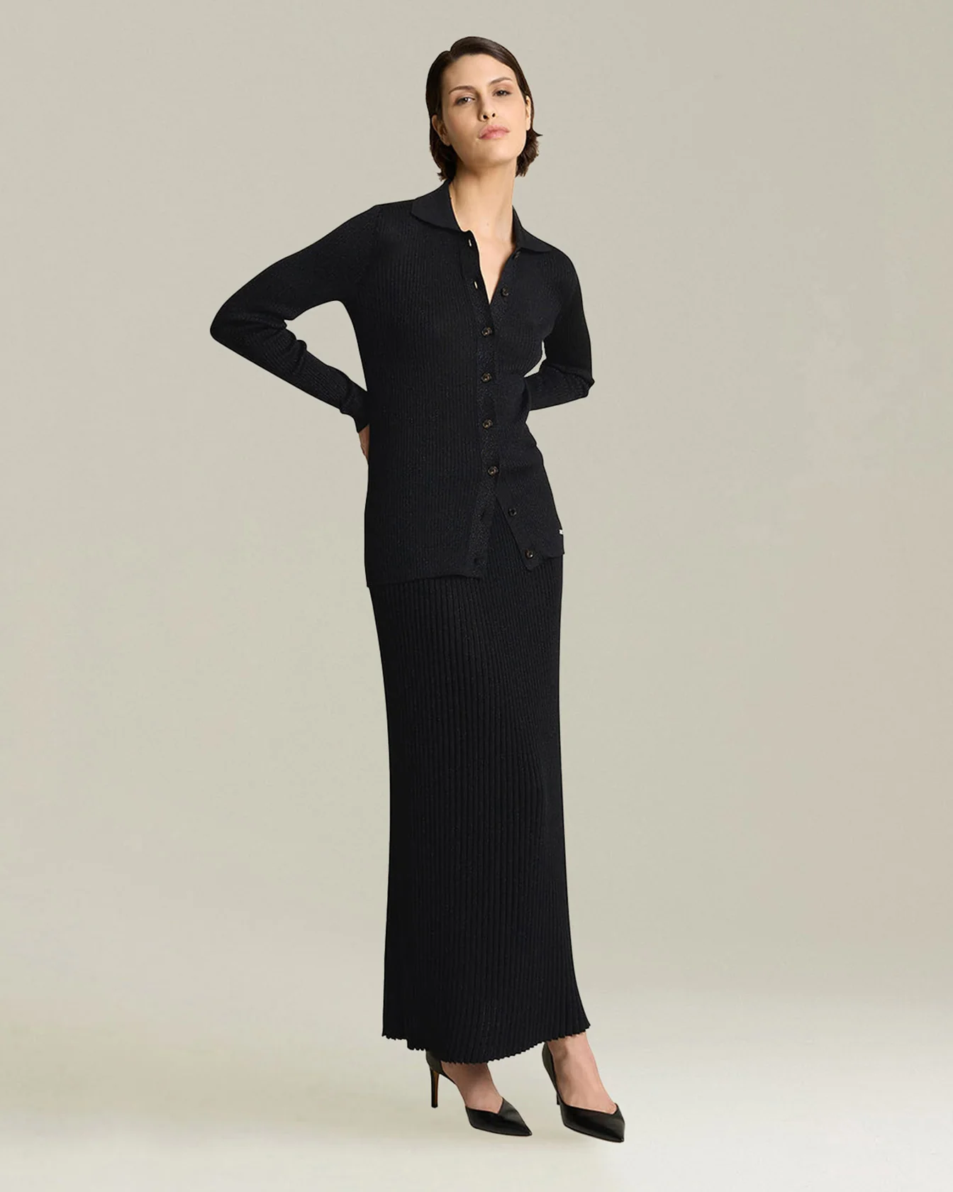 LAMÉ WOOL PENCIL SKIRT - Image 3