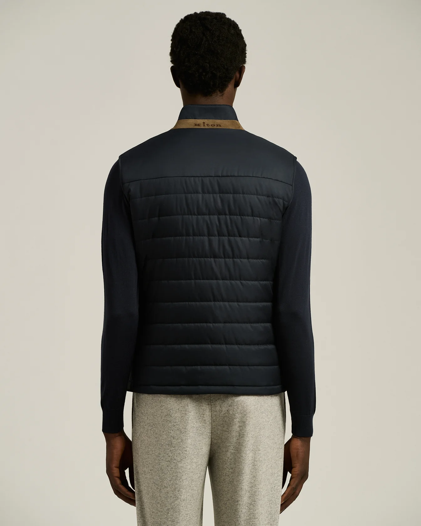 PADDED GILET IN NAVY TECHNICAL FABRIC - Image 3