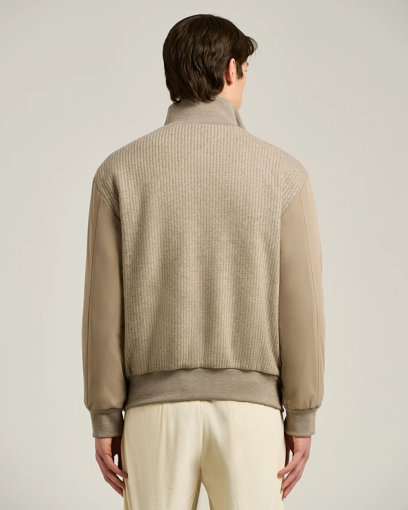 BOMBER IN TAUPE WOOL BLEND AND TECHNICAL FABRIC - Image 3