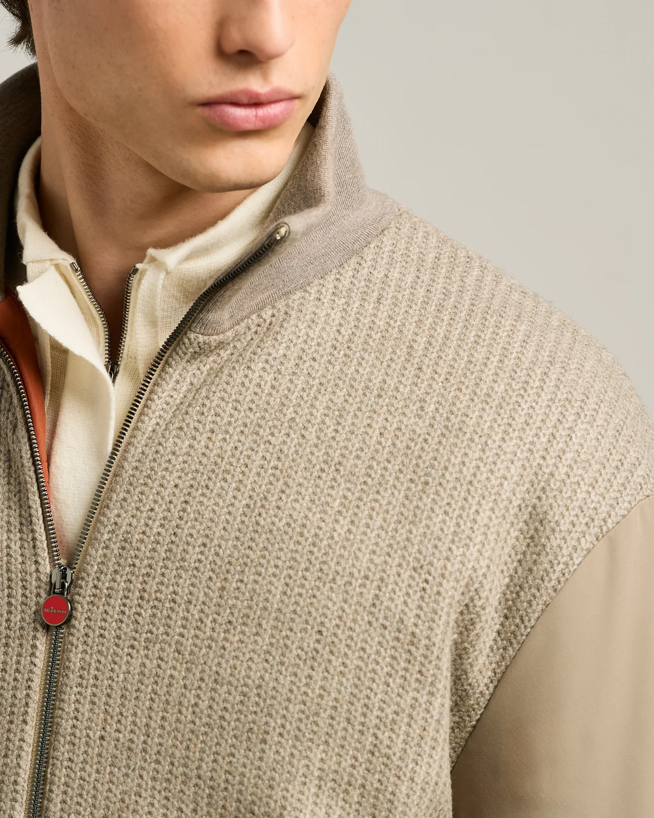 BOMBER IN TAUPE WOOL BLEND AND TECHNICAL FABRIC - Image 4