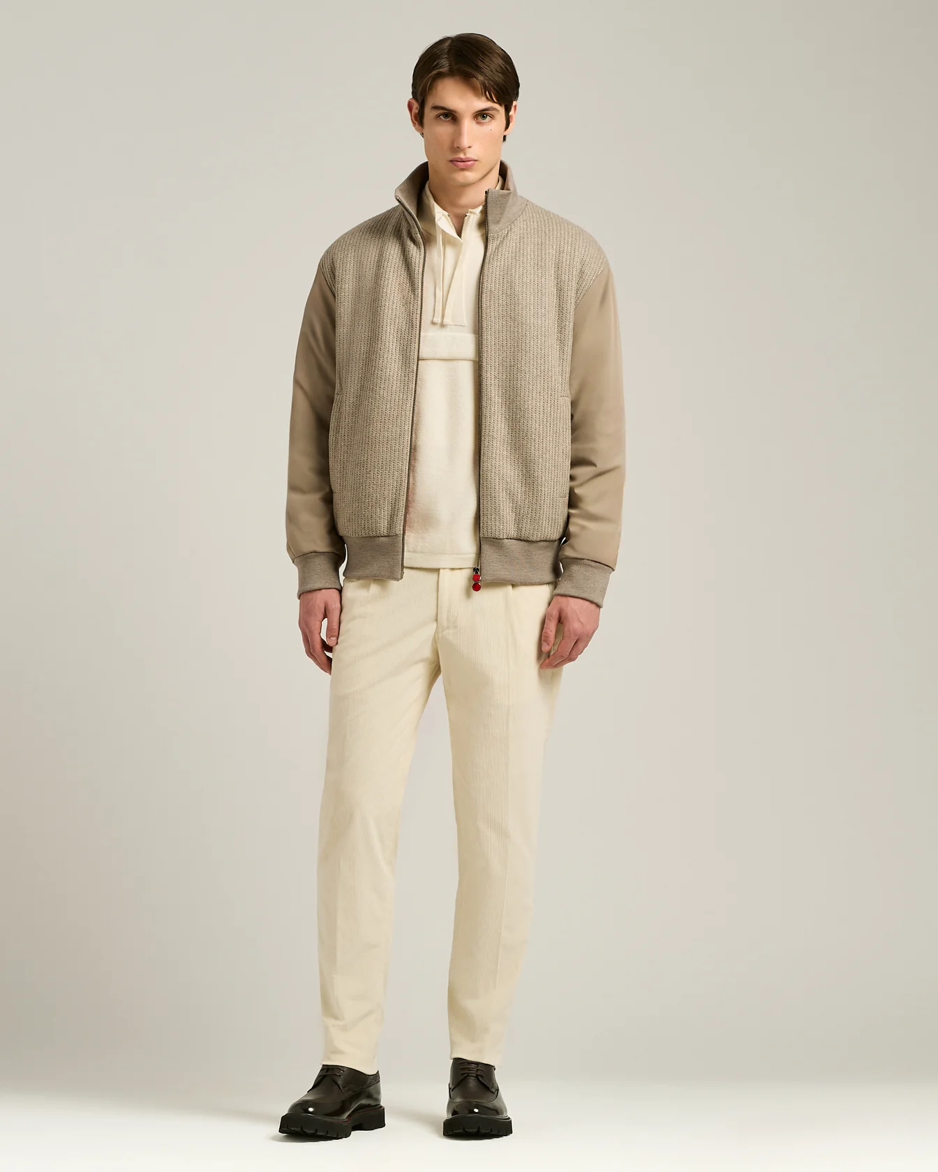 BOMBER IN TAUPE WOOL BLEND AND TECHNICAL FABRIC - Image 5