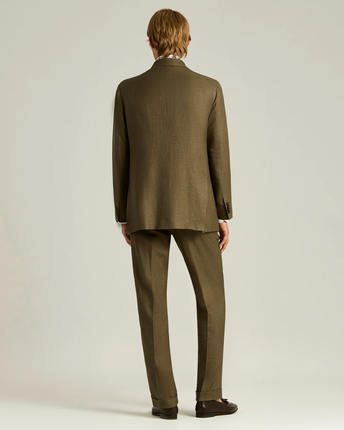 LINEN AND WOOL BLEND DOUBLE-BREASTED BROWN SUIT - Image 3