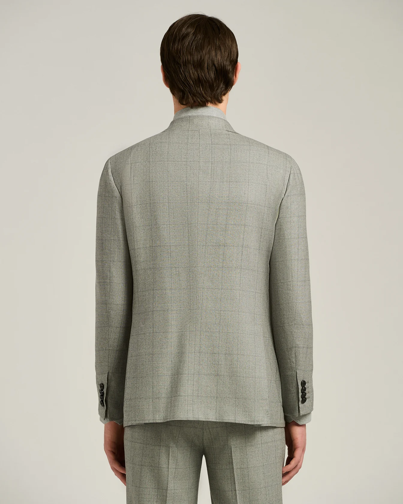 LIGHT GREY CHECKED WOOL AND VICUÑA SUIT - Image 3