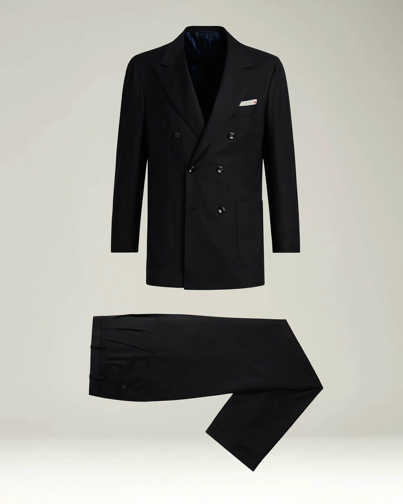 DOUBLE-BREASTED SUIT "MONOCHROME" IN PURE BLUE WOOL