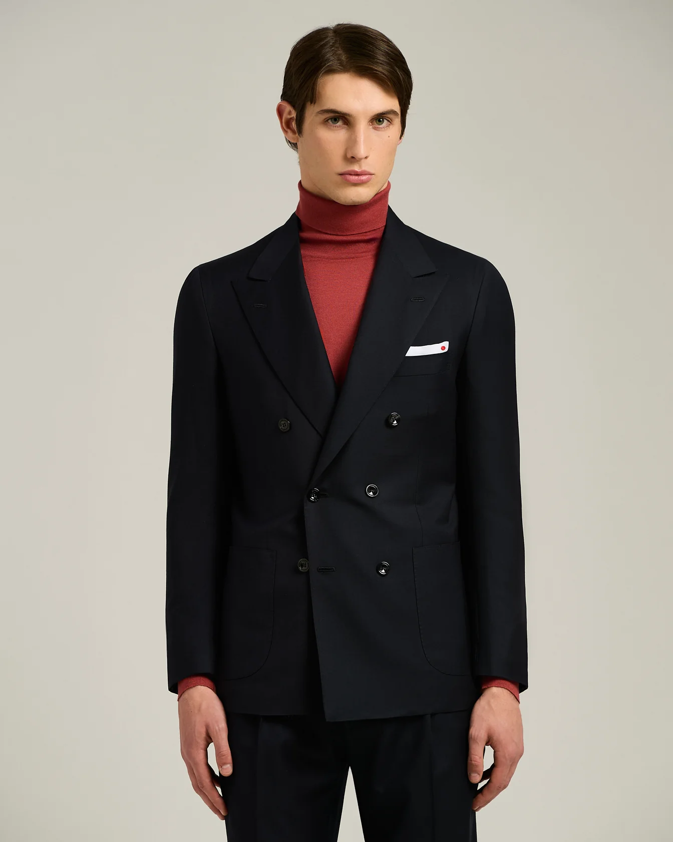 DOUBLE-BREASTED SUIT "MONOCHROME" IN PURE BLUE WOOL - Image 2