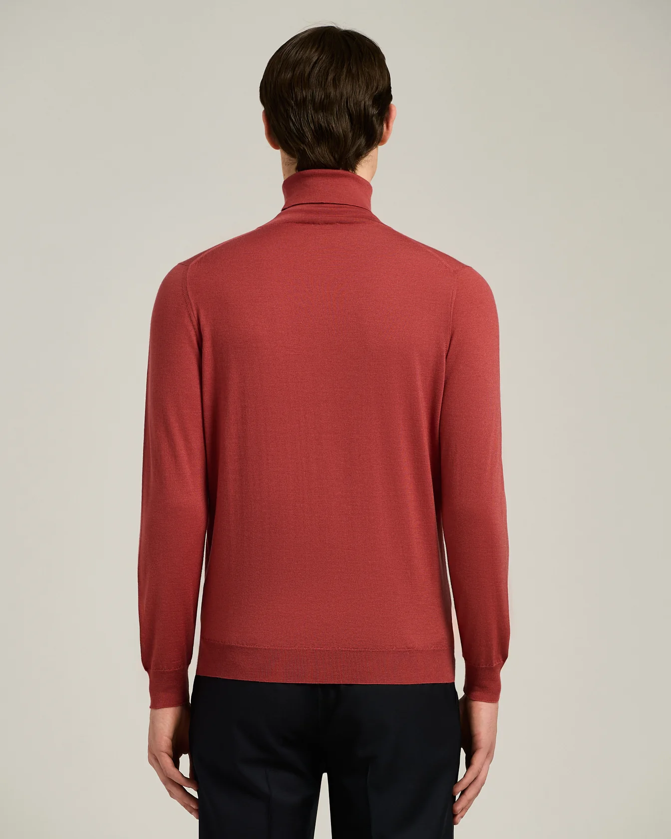 TERRACOTTA CASHMERE AND SILK PLAIN-KNIT TURTLENECK - Image 3