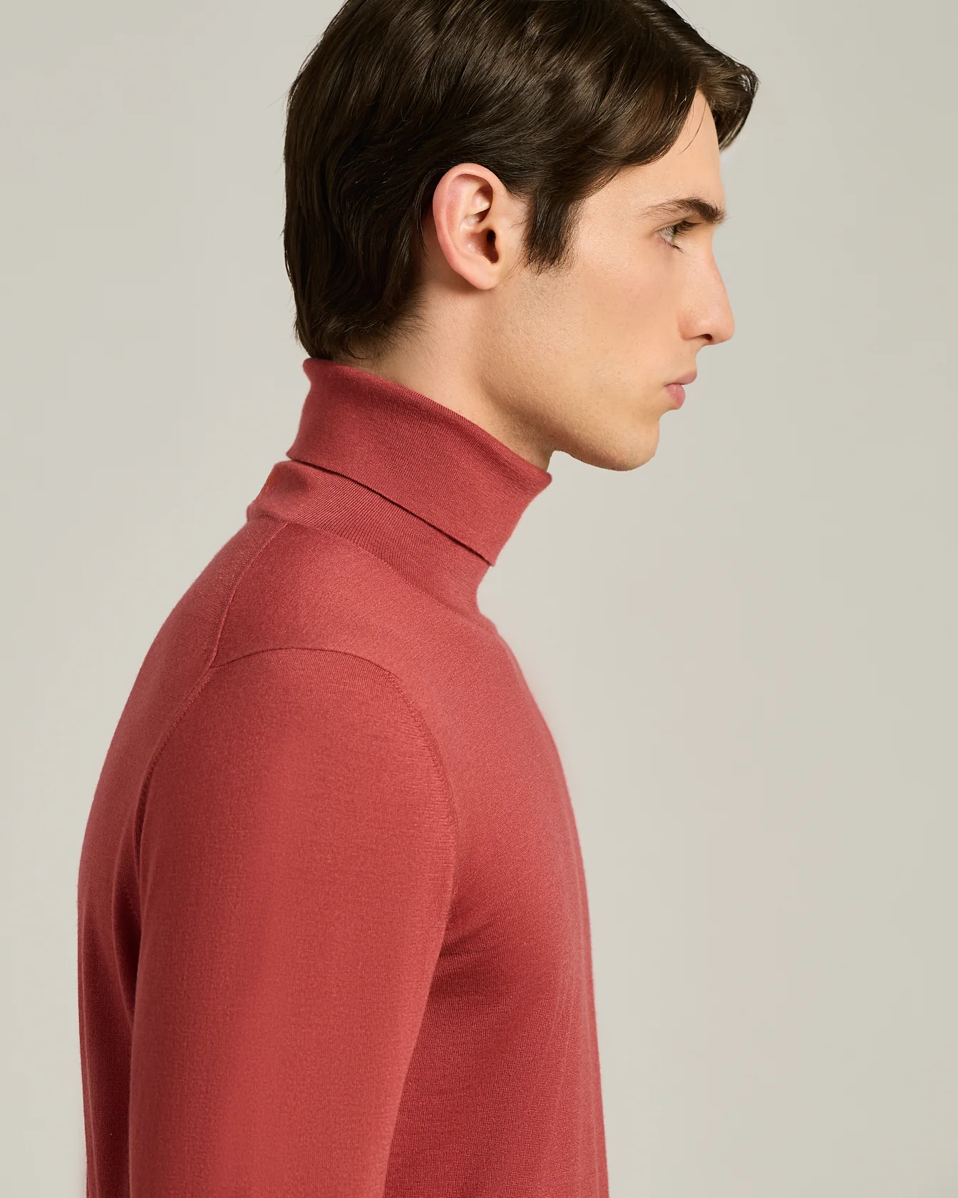 TERRACOTTA CASHMERE AND SILK PLAIN-KNIT TURTLENECK - Image 4
