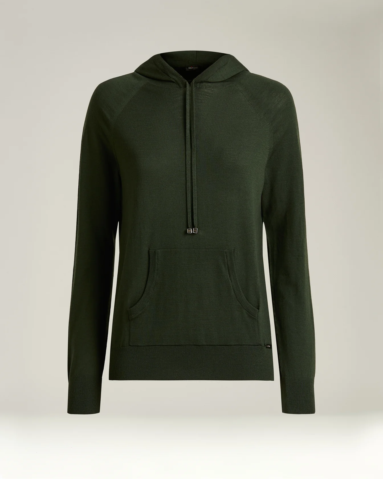 PURE‑WOOL HOODED SWEATSHIRT IN FOREST GREEN