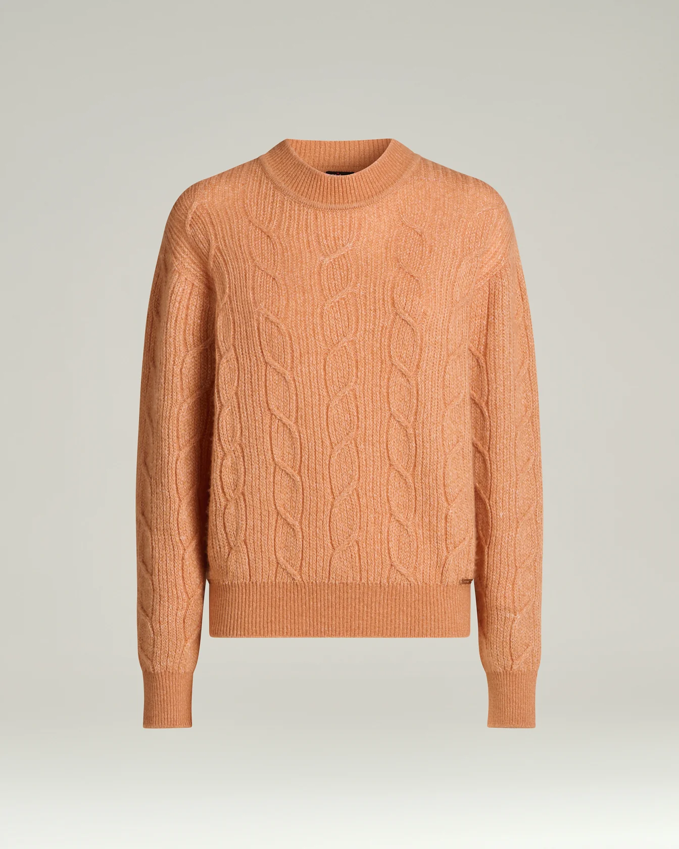 FINE YARN CREWNECK SWEATER PEACH PINK WHITE