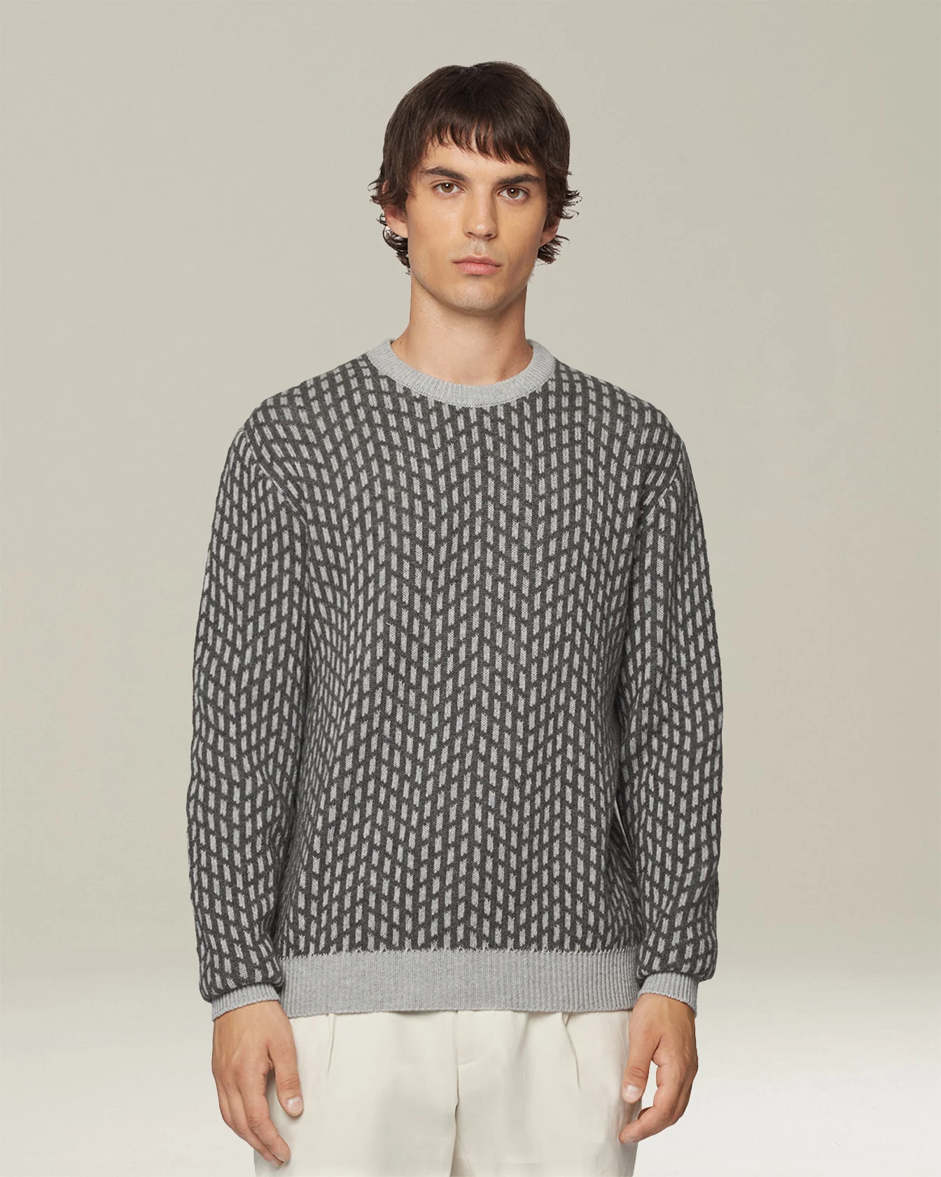 CASHMERE JUMPER WITH JACQUARD PATTERN - Image 2