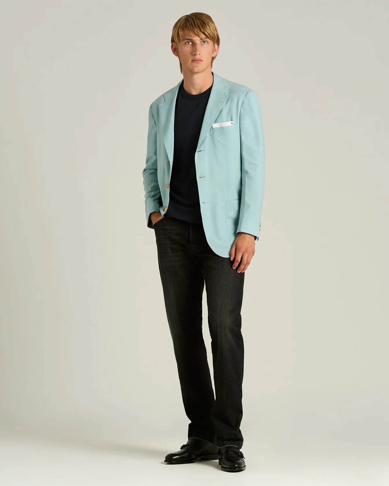 CREW NECK SWEATER IN PURE CASHMERE MIDNIGHT BLUE - Image 5