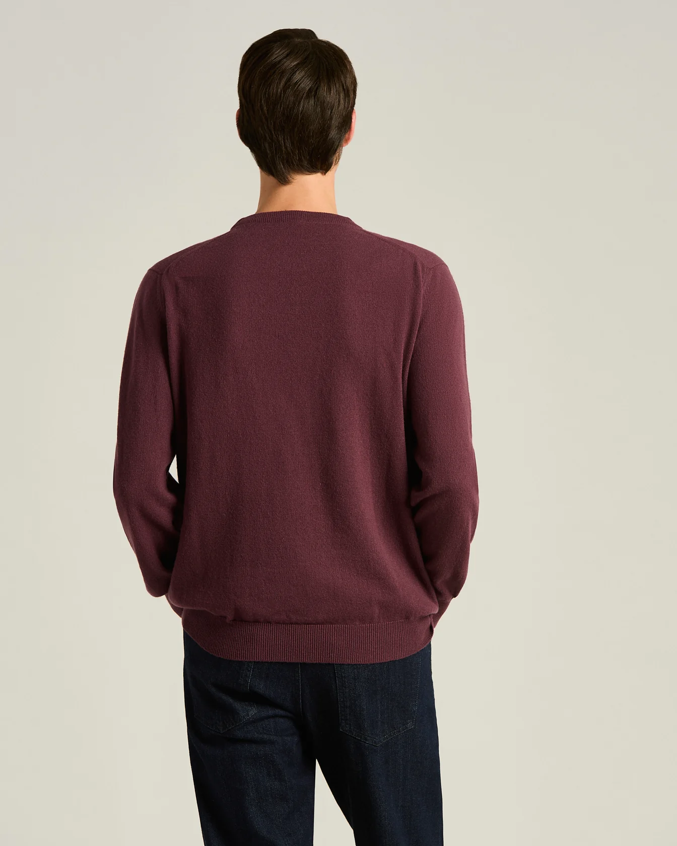 CREW NECK SWEATER IN PURE CASHMERE BURGUNDY - Image 3
