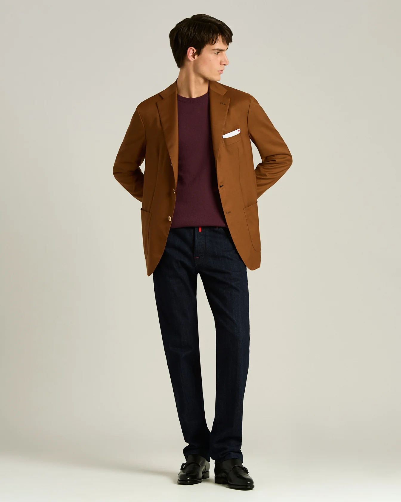 CREW NECK SWEATER IN PURE CASHMERE BURGUNDY - Image 5