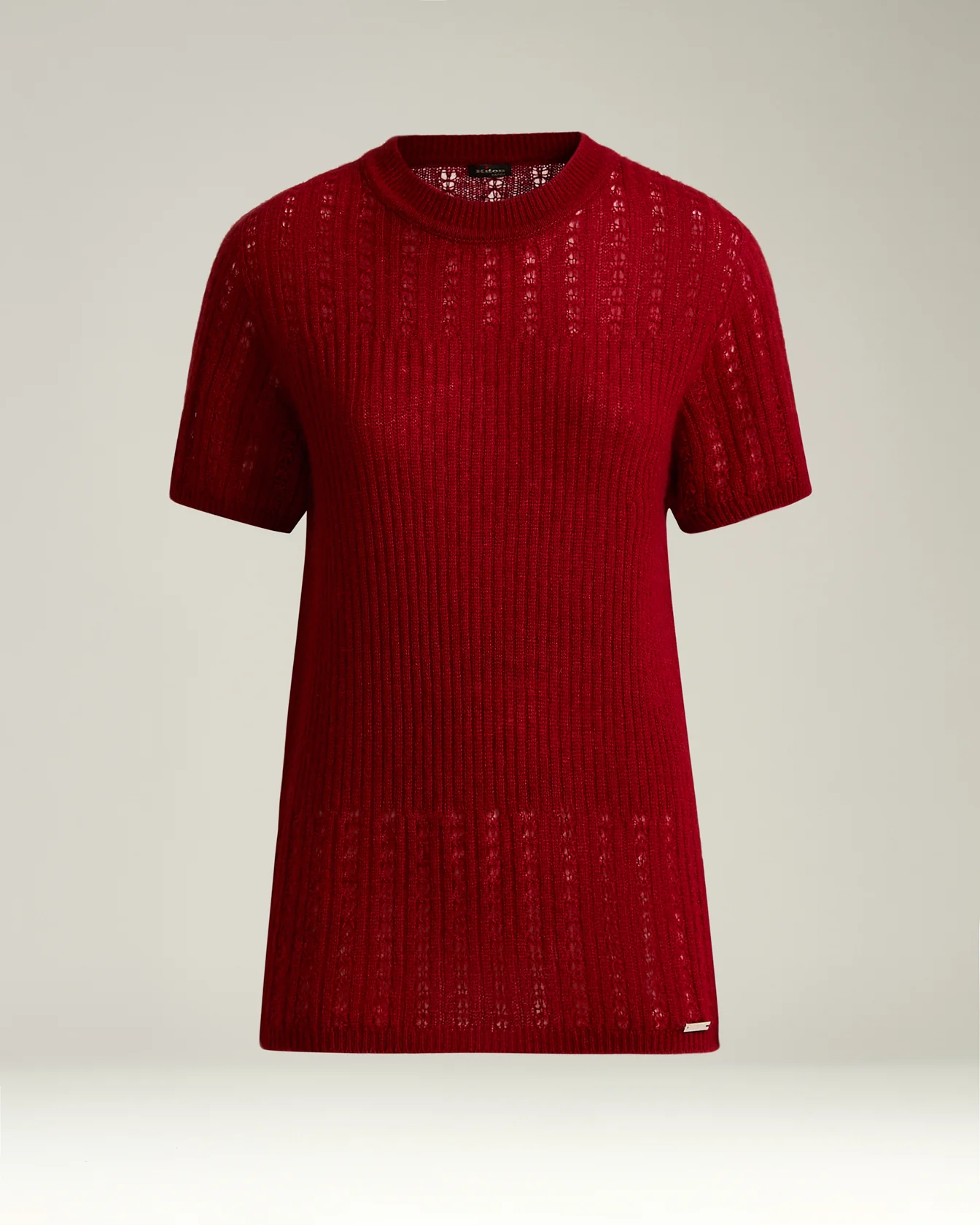 OPENWORK CREW NECK SWEATER IN CASHMERE AND SILK BURGUNDY