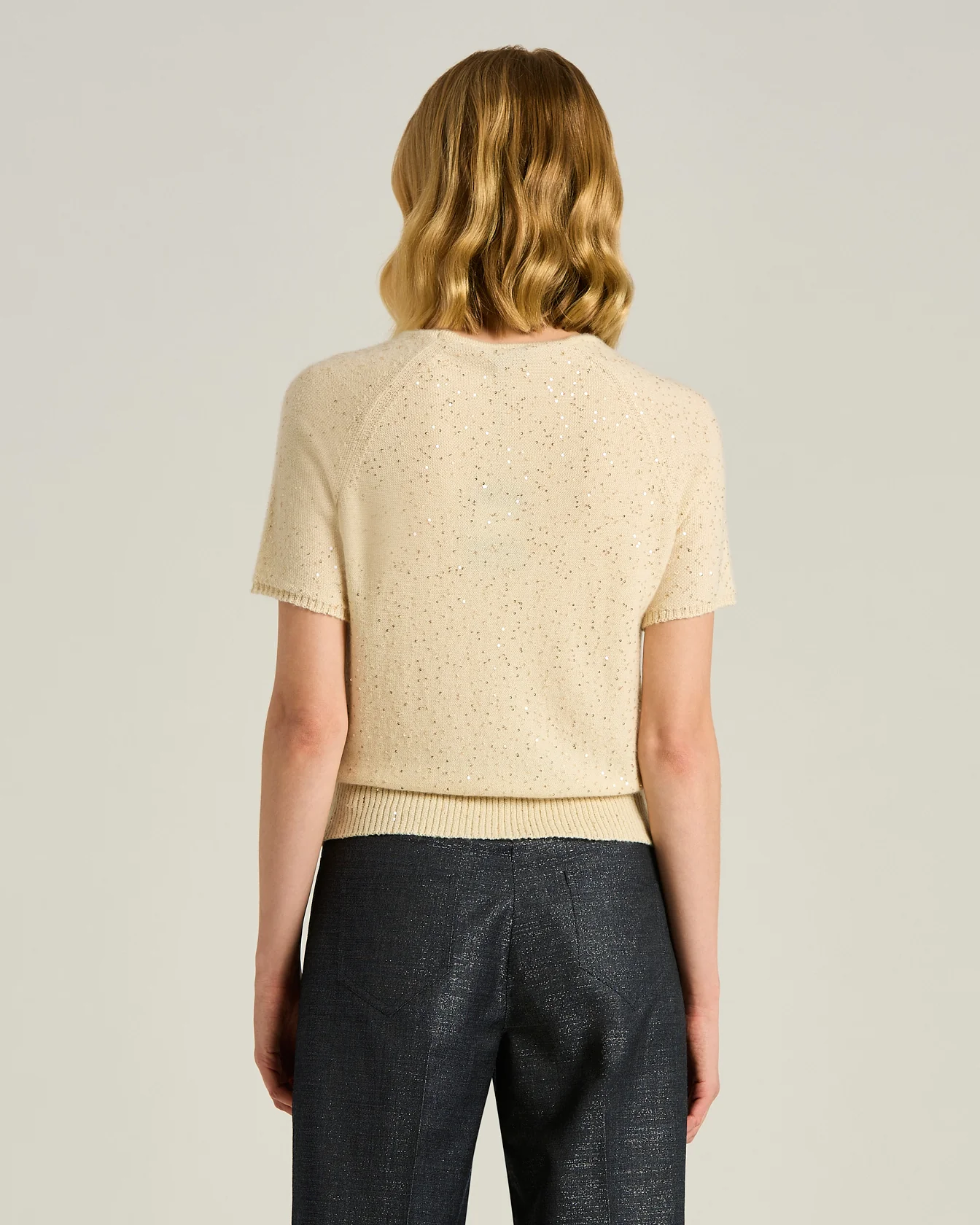 PURE CASHMERE CREW NECK SWEATER CREAM WHITE - Image 3