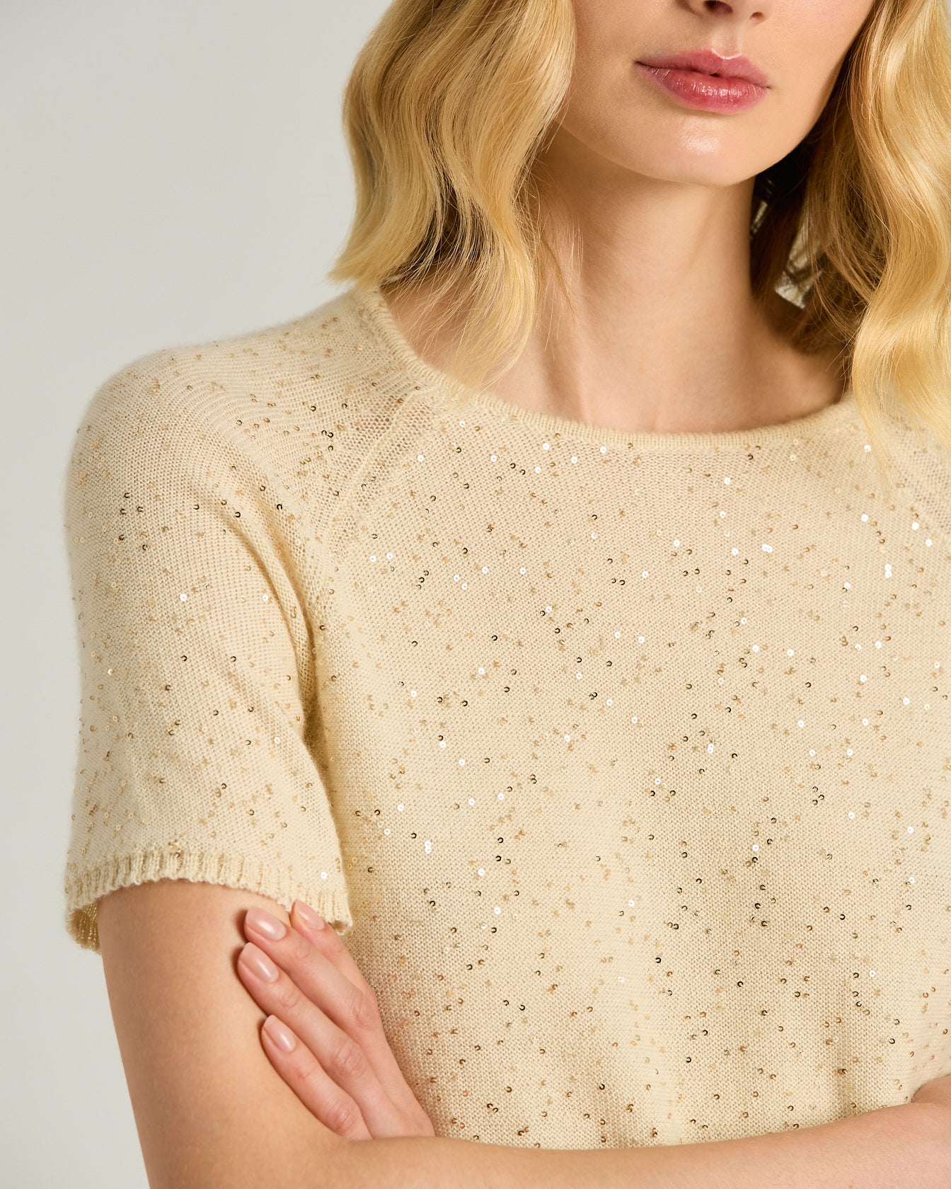 PURE CASHMERE CREW NECK SWEATER CREAM WHITE - Image 4