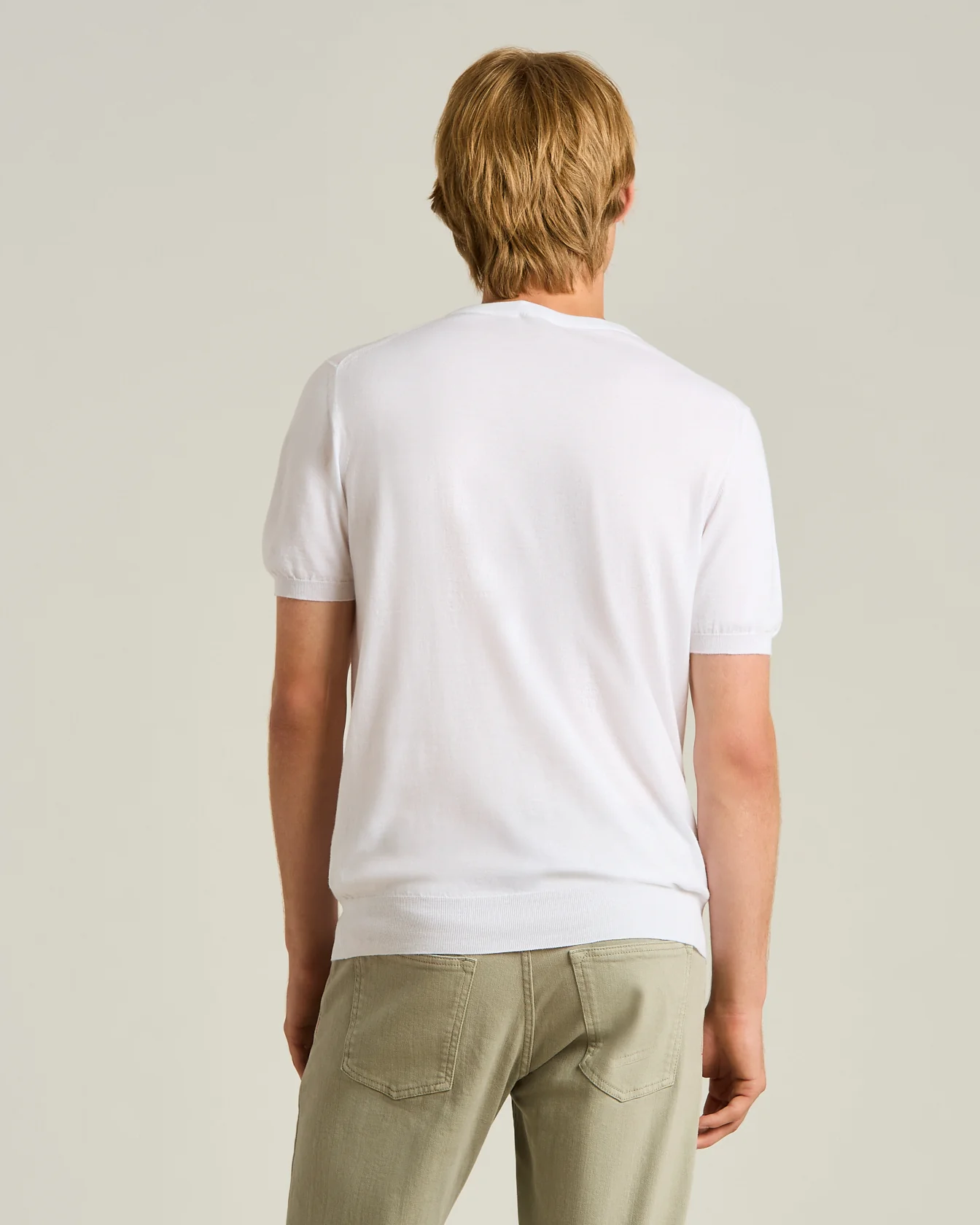COTTON SHORT-SLEEVED CREW NECK SWEATER IN WHITE WITH HORN ACCESSORIES - Image 3