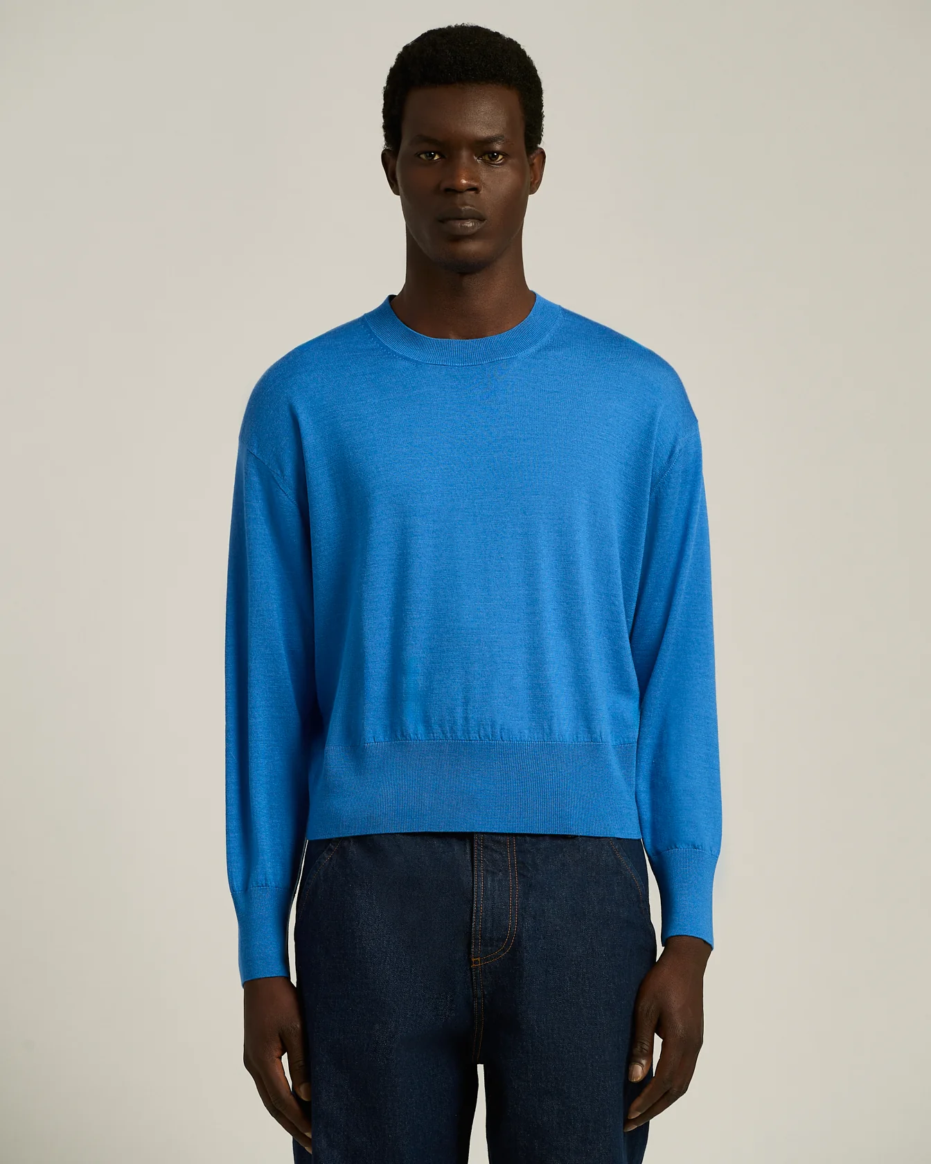 EXTRA-FINE VIRGIN WOOL AND SILK CREW NECK TOP - Image 2