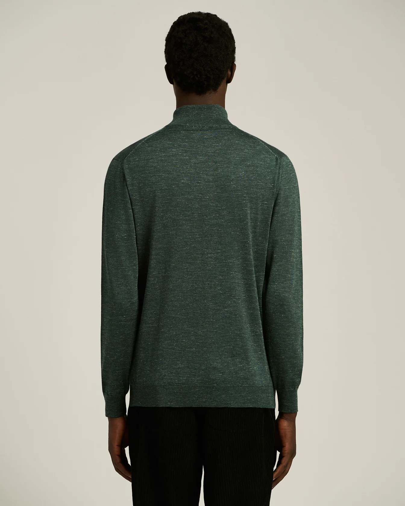 GREEN PINE ZIP-NECK SWEATER IN SILK, CASHMERE AND LINEN - Image 3
