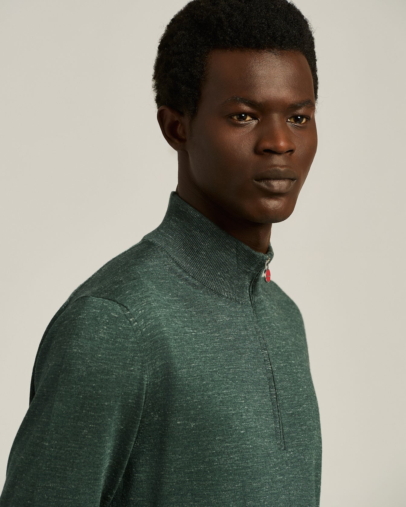GREEN PINE ZIP-NECK SWEATER IN SILK, CASHMERE AND LINEN - Image 4