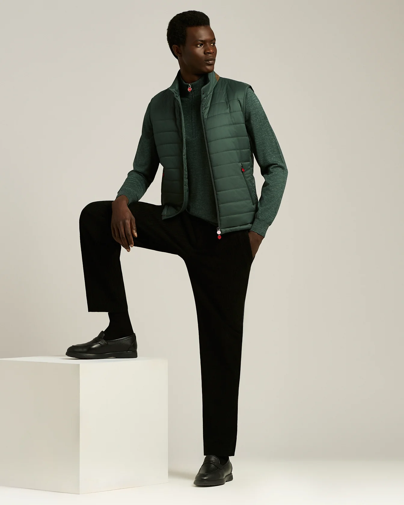 GREEN PINE ZIP-NECK SWEATER IN SILK, CASHMERE AND LINEN - Image 5