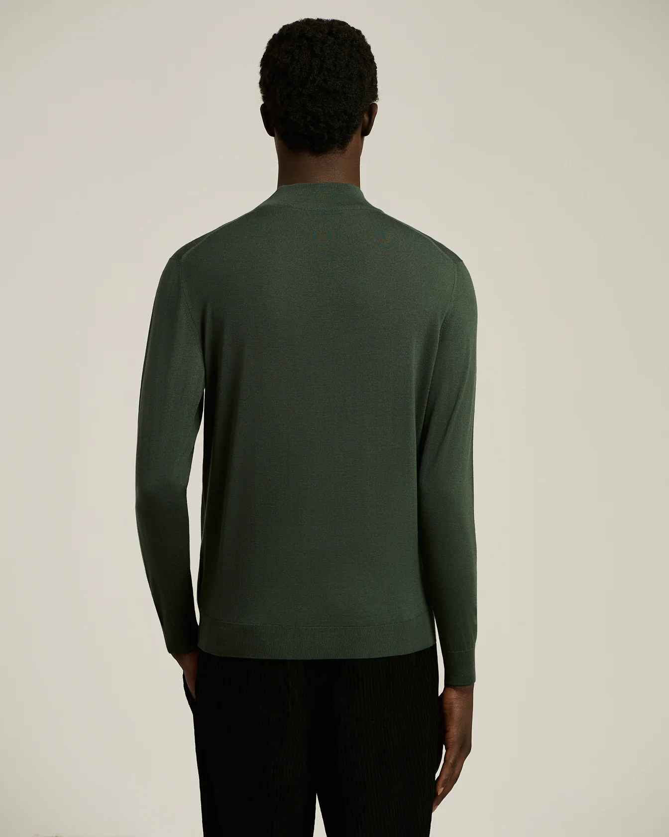 GREEN PINE “DIAMANTE BLU” WOOL MOCK-NECK SWEATER - Image 3