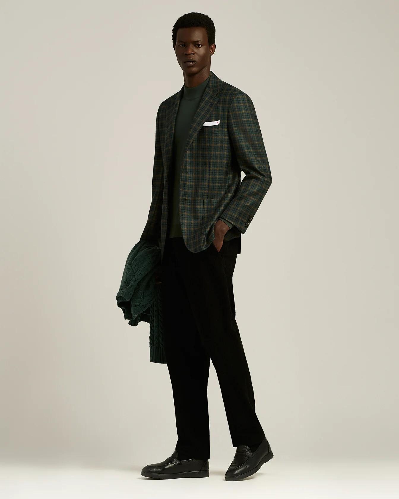 GREEN PINE “DIAMANTE BLU” WOOL MOCK-NECK SWEATER - Image 5
